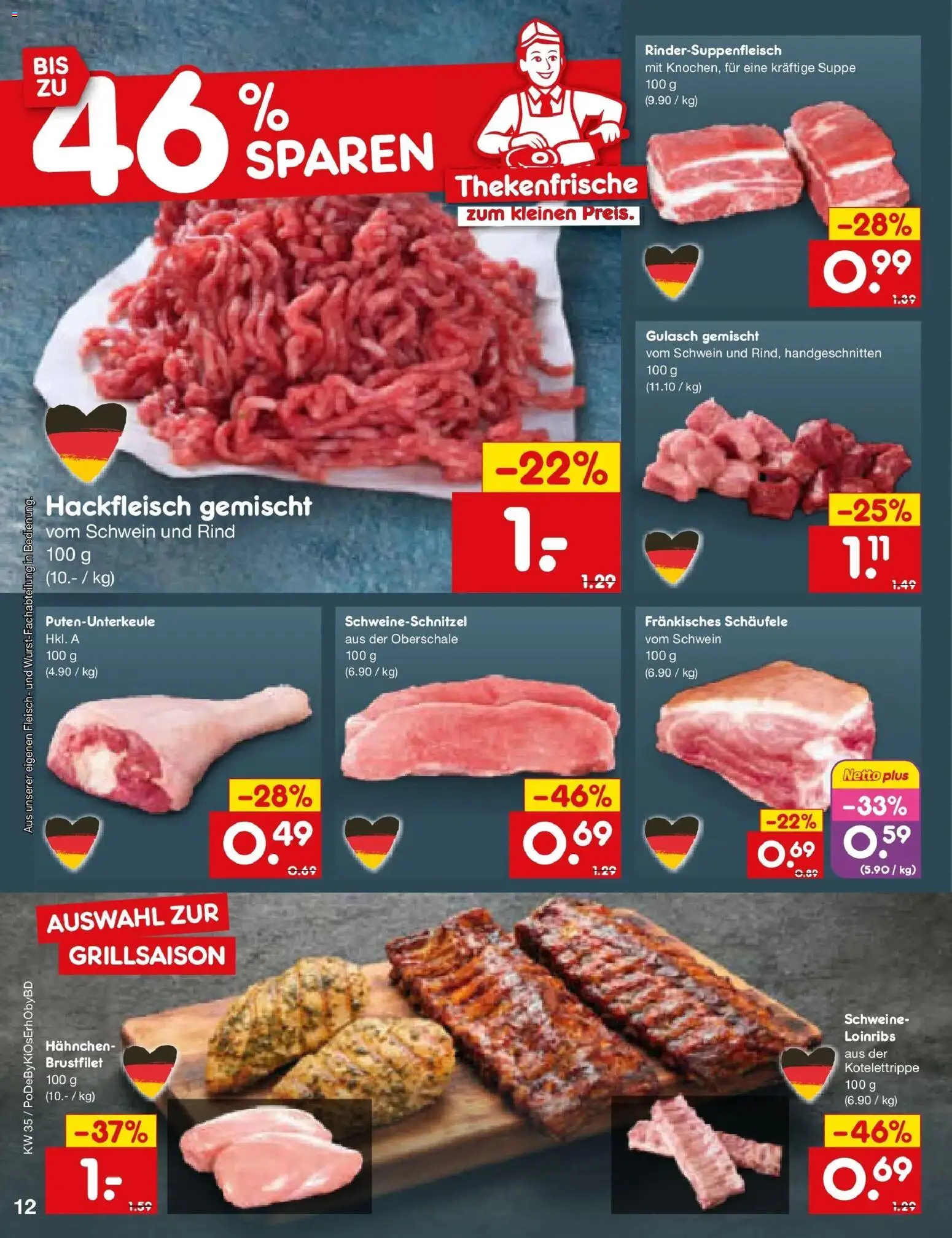 Netto Marken-Discount Prospekt Ergolding (ab 24.08.2026) » Angebote | Seite: 18 | Produkte: Hahnchen, Gulasch, Fleisch, Hackfleisch