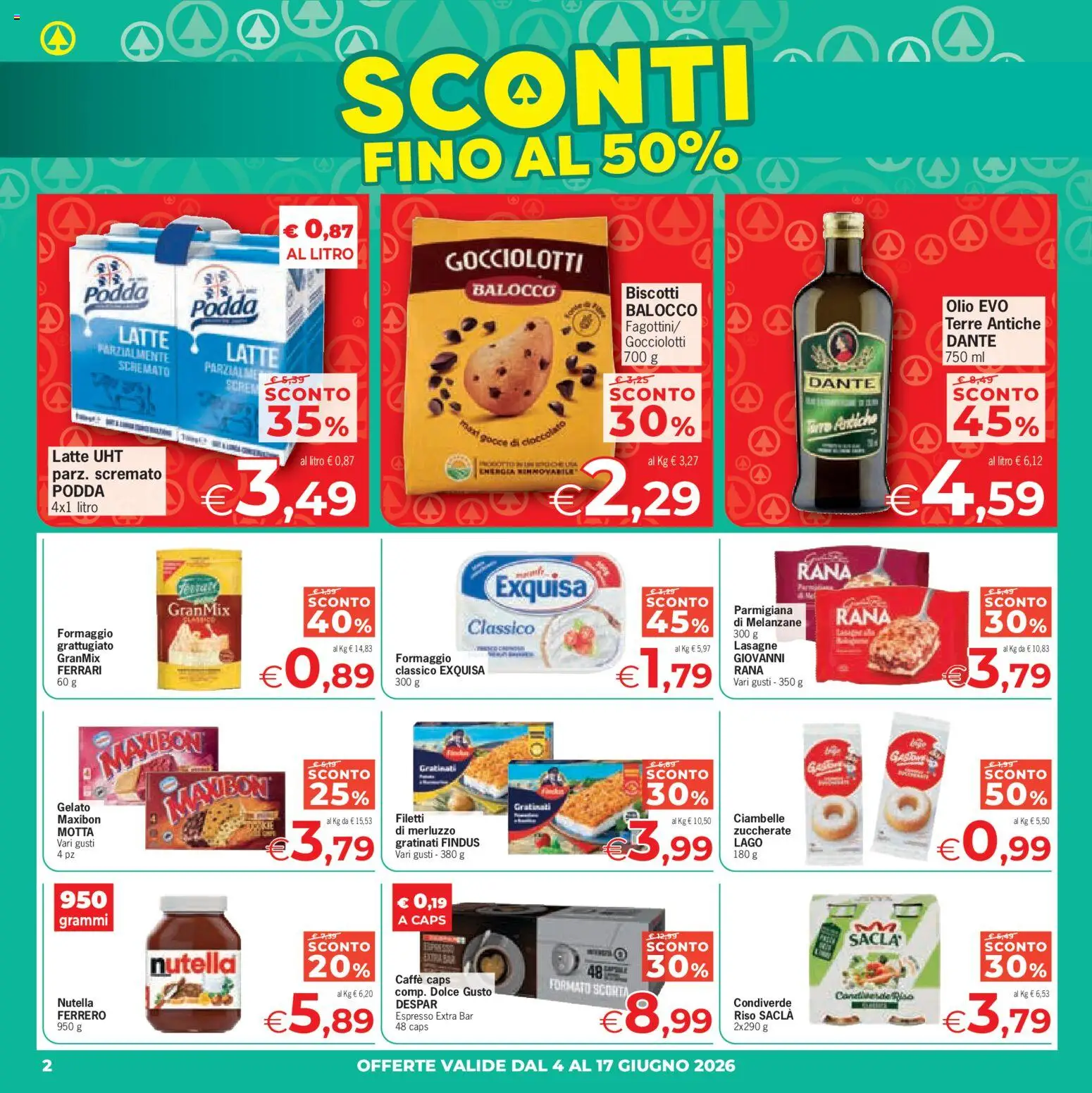 Volantino Despar del 04/06/2026 | Pagina: 2 | Prodotti: Riso, Formaggio, Olio, Melanzane
