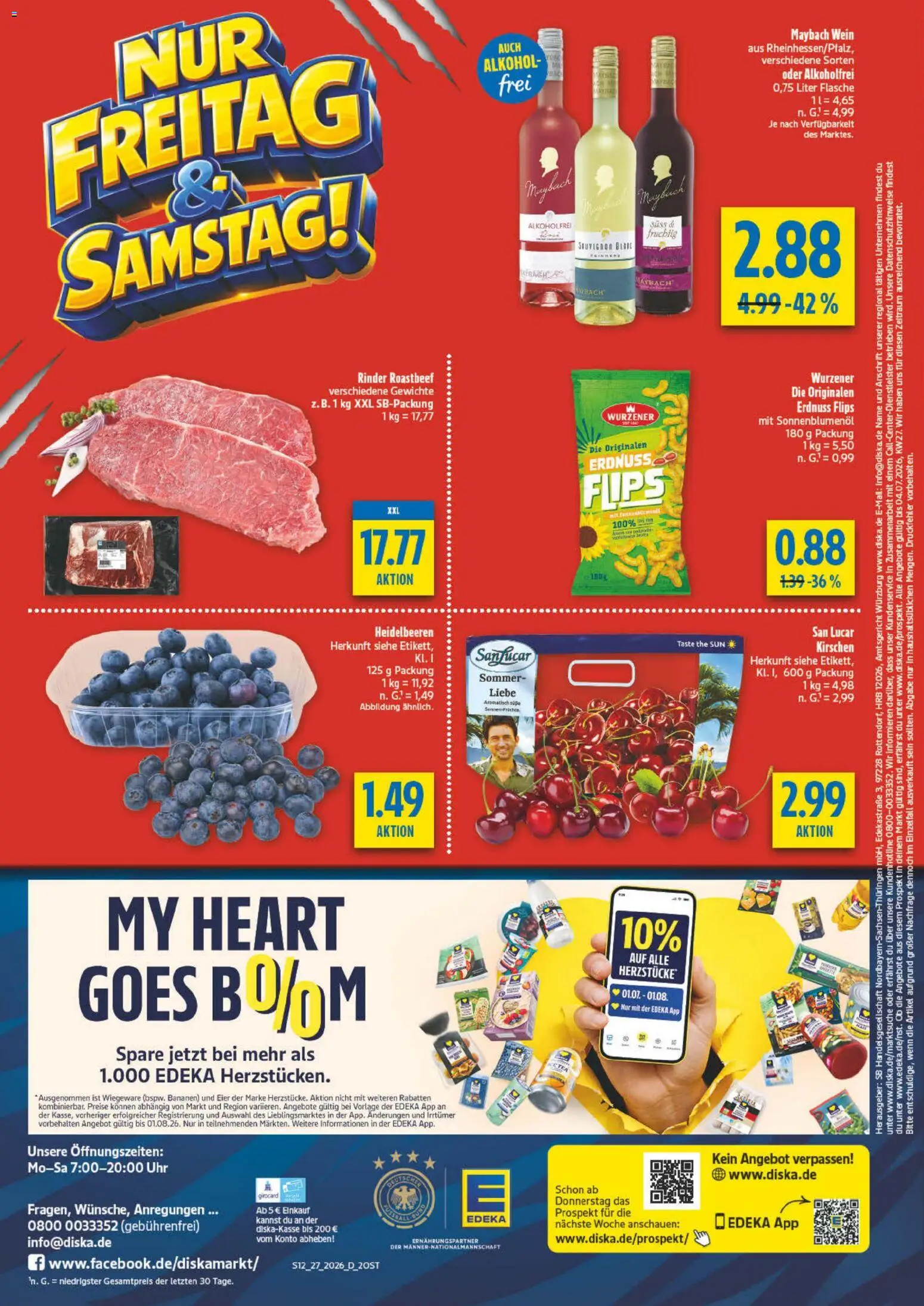 Diska Prospekt – gültig ab 29.06.2026 | Seite: 16 | Produkte: Sonnenblumenol, Bananen, Roastbeef, Kirschen