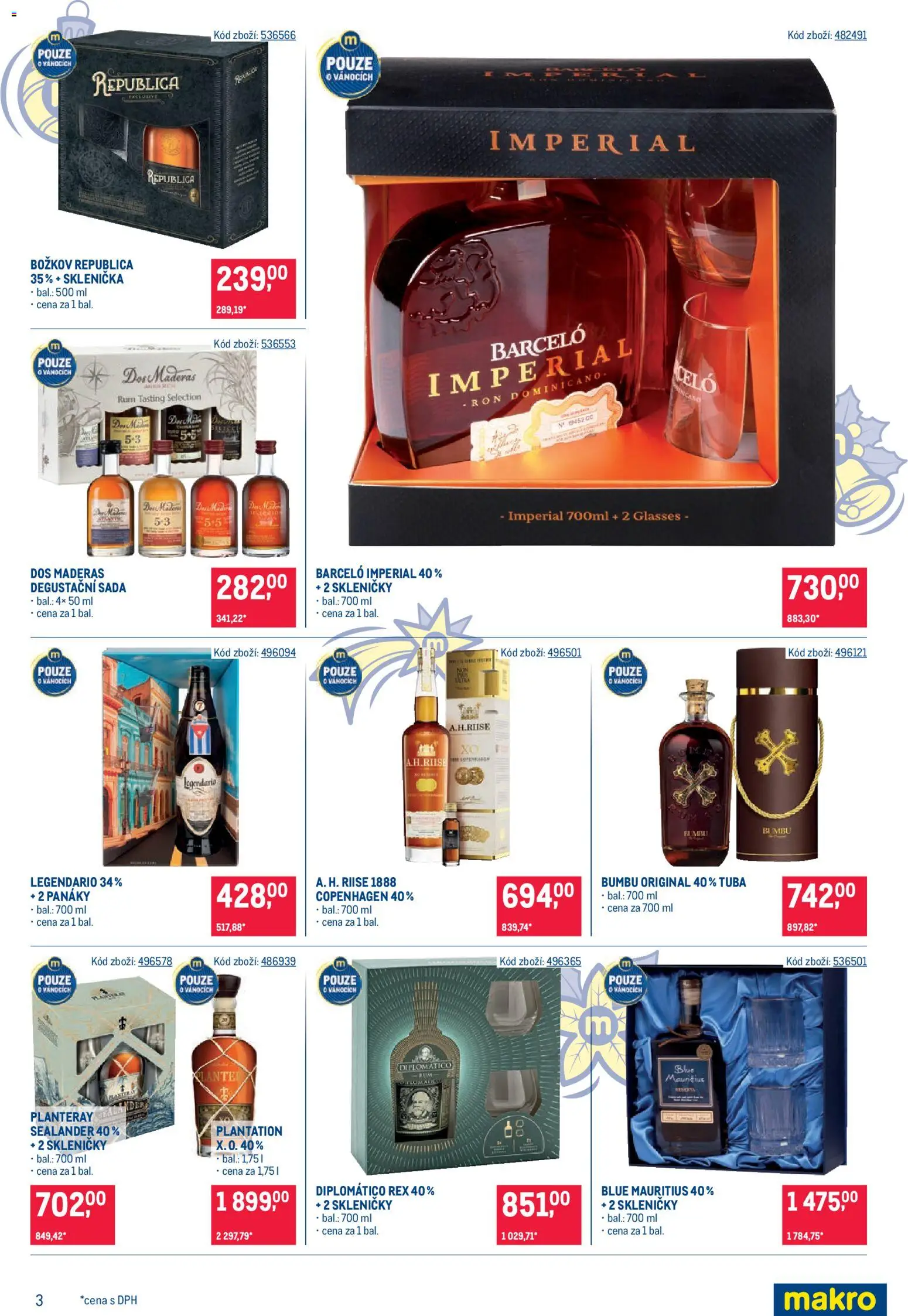 Makro leták - Dárkové balíčky od 21.10.2026 | Strana: 3 | Produkty: Tuba, Diplomatico, Republica, Božkov