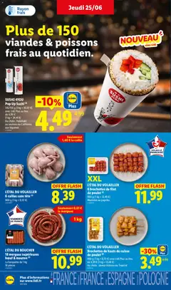 LIDL - Prévisualisation de SUSHI 4YOU Pop Up Sushi, 145/155 g (1 kg = 30,97 €) avec Lidl Plus au lieu de 4,99 € (1 kg = 34,41 €), Au choix : Futomaki au saumon ou California aux légumes valide à partir de 25/06/2026 | Page: 6