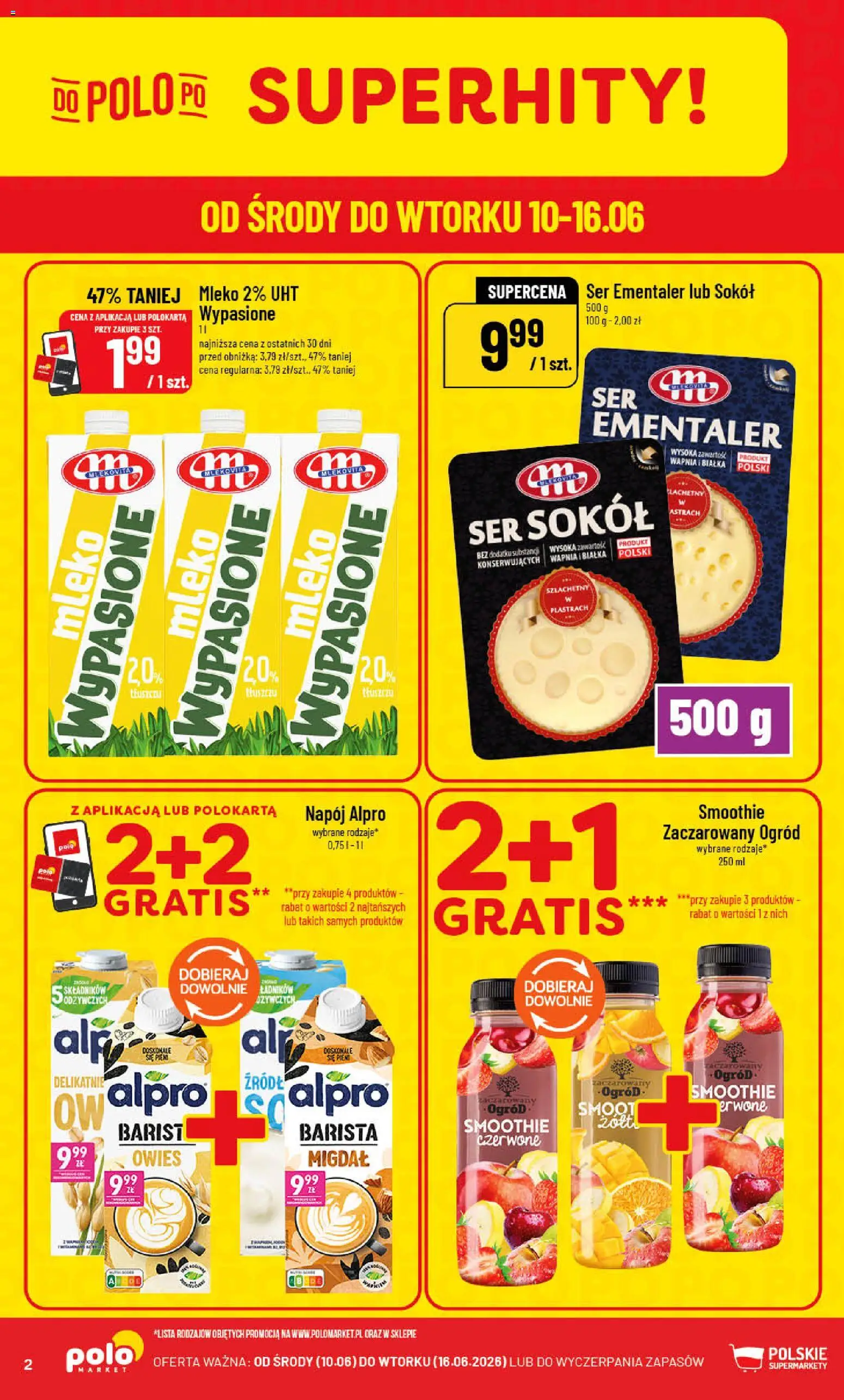 POLOmarket gazetka od 10.06.2026 | Strona: 2 | Produkty: Alpro, Smoothie, Mleko, Ser