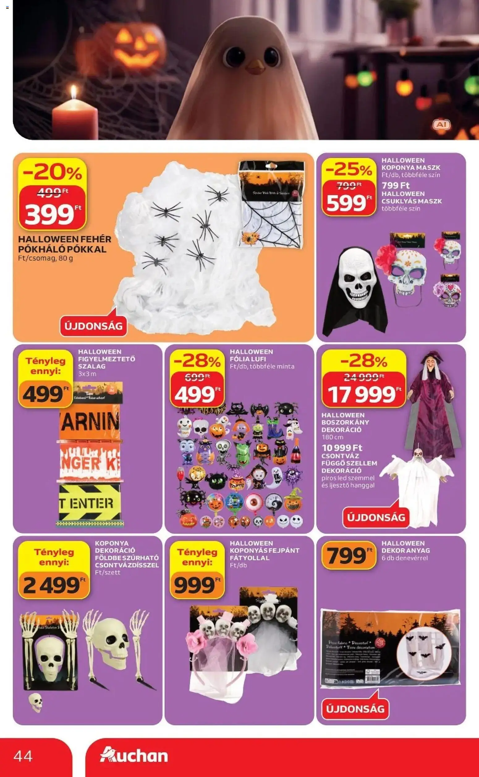 Auchan akciós újság Szolnok - 2026.09.17. -tól/töl > akció, lapozható szórólap 🛍️ | Oldal: 44 | Termékek: Szalag, Fólia, Maszk, Dekoráció