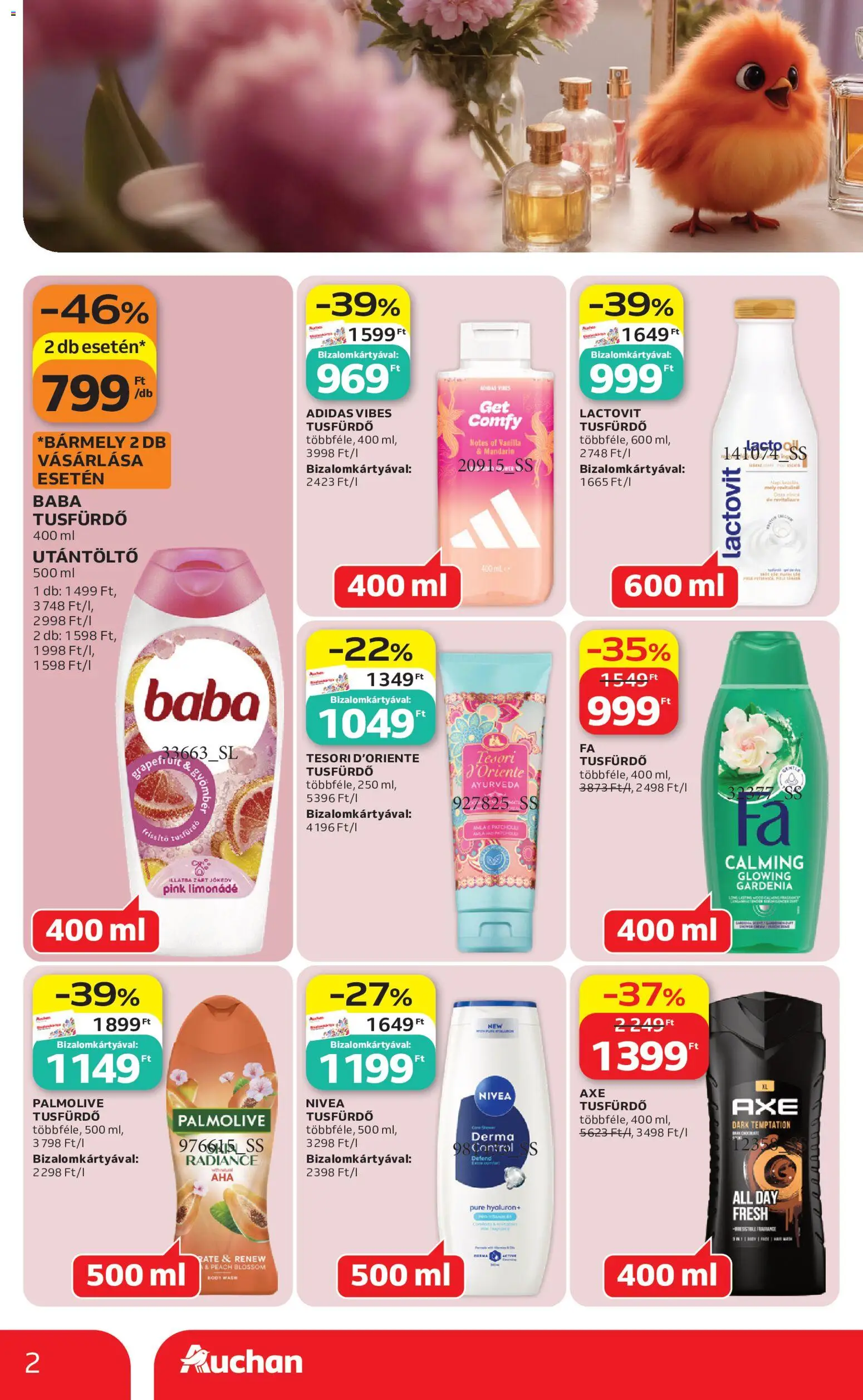 Auchan akciós ujság - amely érvényes a következő dátumtól: 04.05.2026 | Oldal: 2 | Termékek: Body, Limonádé, Tusfürdő, Mandarin
