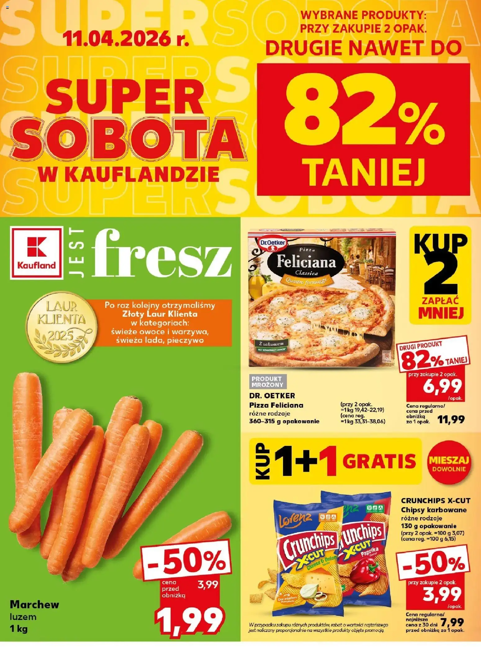 Kaufland gazetka - Super Sobota od 11.04.2026 | Strona: 2 | Produkty: Pieczywo, Chipsy, Pizza, Owoce