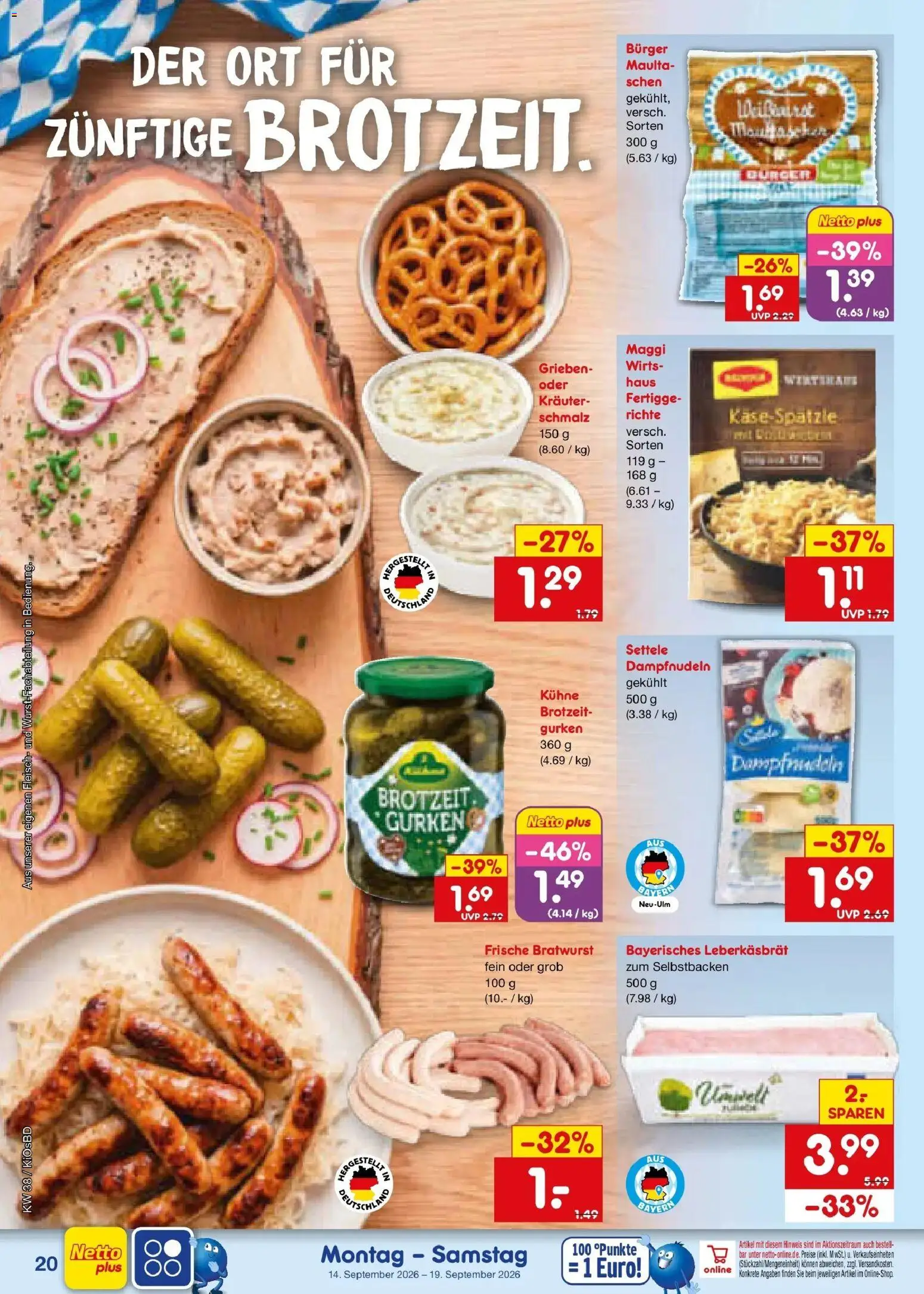 Netto Marken-Discount Prospekt Mistelbach – gültig ab 14.09.2026 | Seite: 30 | Produkte: Maggi, Bratwurst, Fleisch, Gurken