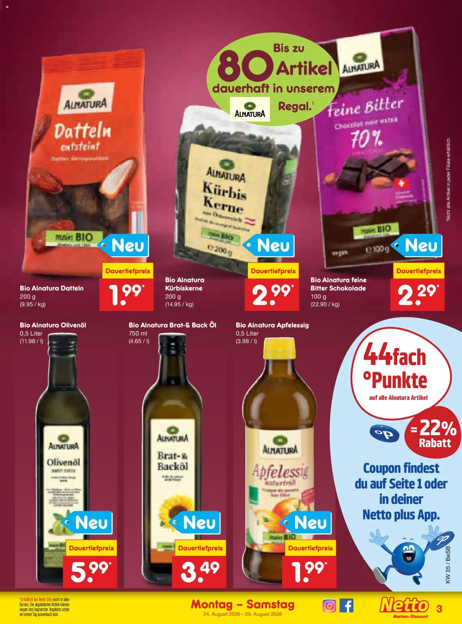Netto Marken-Discount Prospekt – gültig ab 24.08.2026 | Seite: 49 | Produkte: Öl, Schokolade, Olivenol, Kürbis