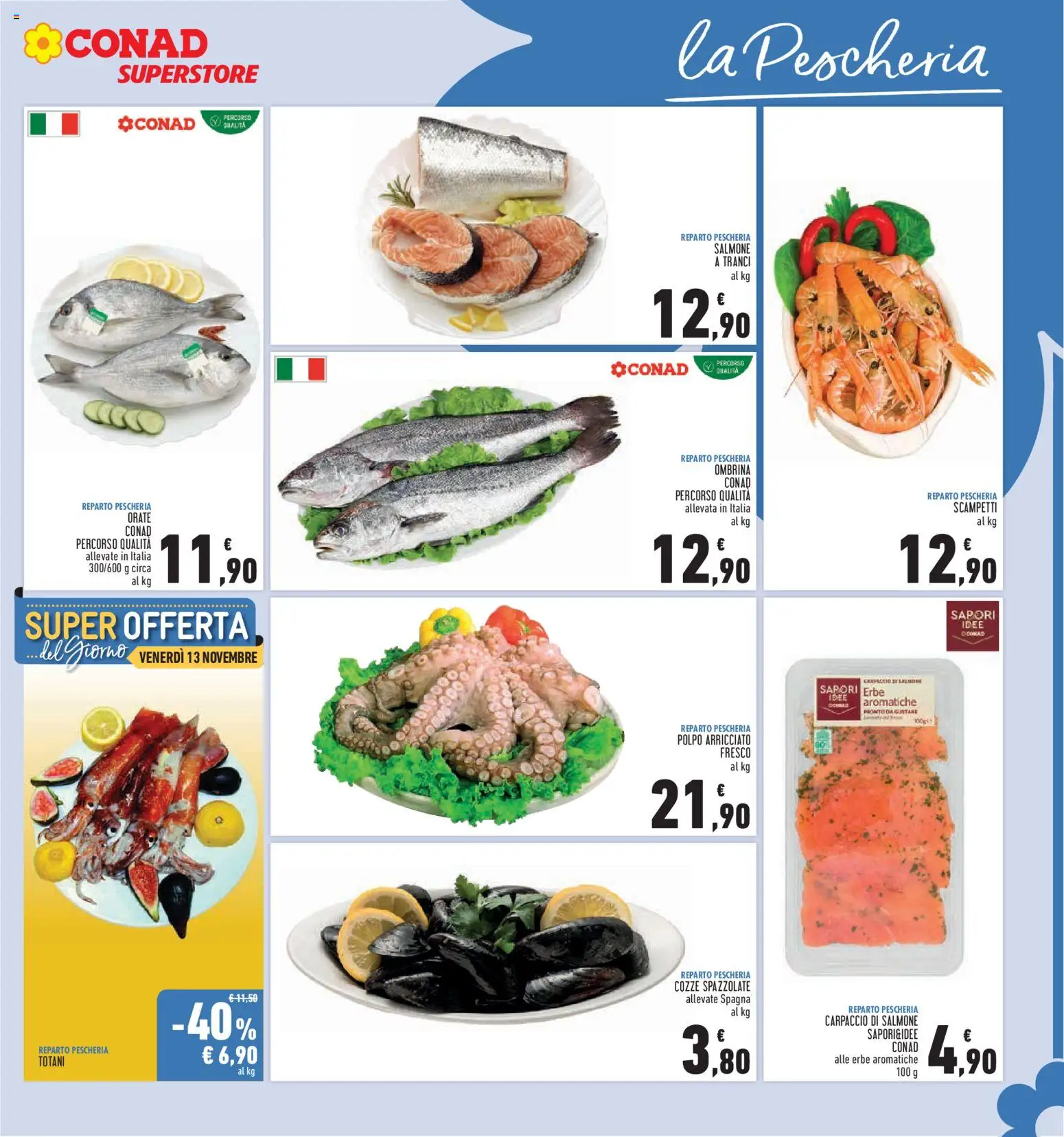 Volantino Conad del 05/11/2026 | Pagina: 11 | Prodotti: Erbe, Carpaccio, Cozze, Polpo