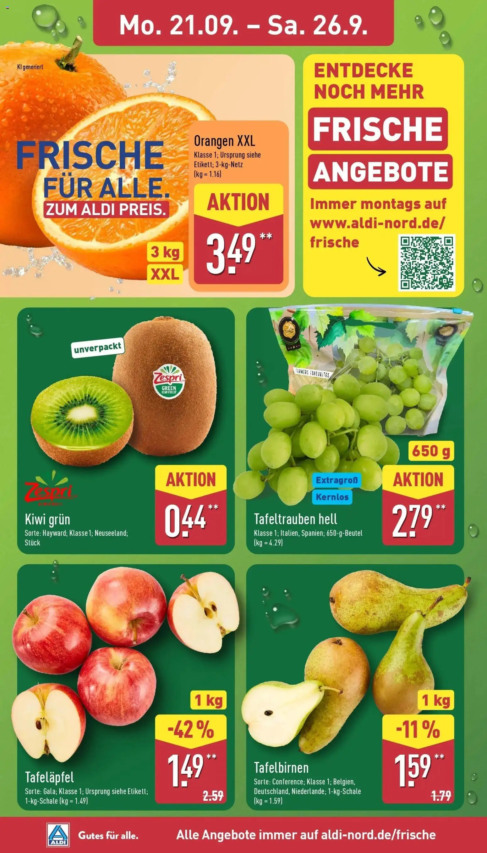 Aldi Aktueller Prospekt (ab 21.09.2026) » Angebote Online | Seite: 2 | Produkte: Orangen, Kiwi