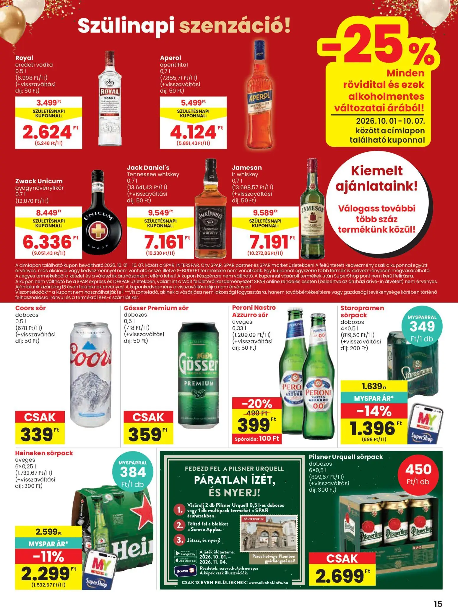 Spar akciós ujság - amely érvényes a következő dátumtól: 2026.10.01. | Oldal: 15