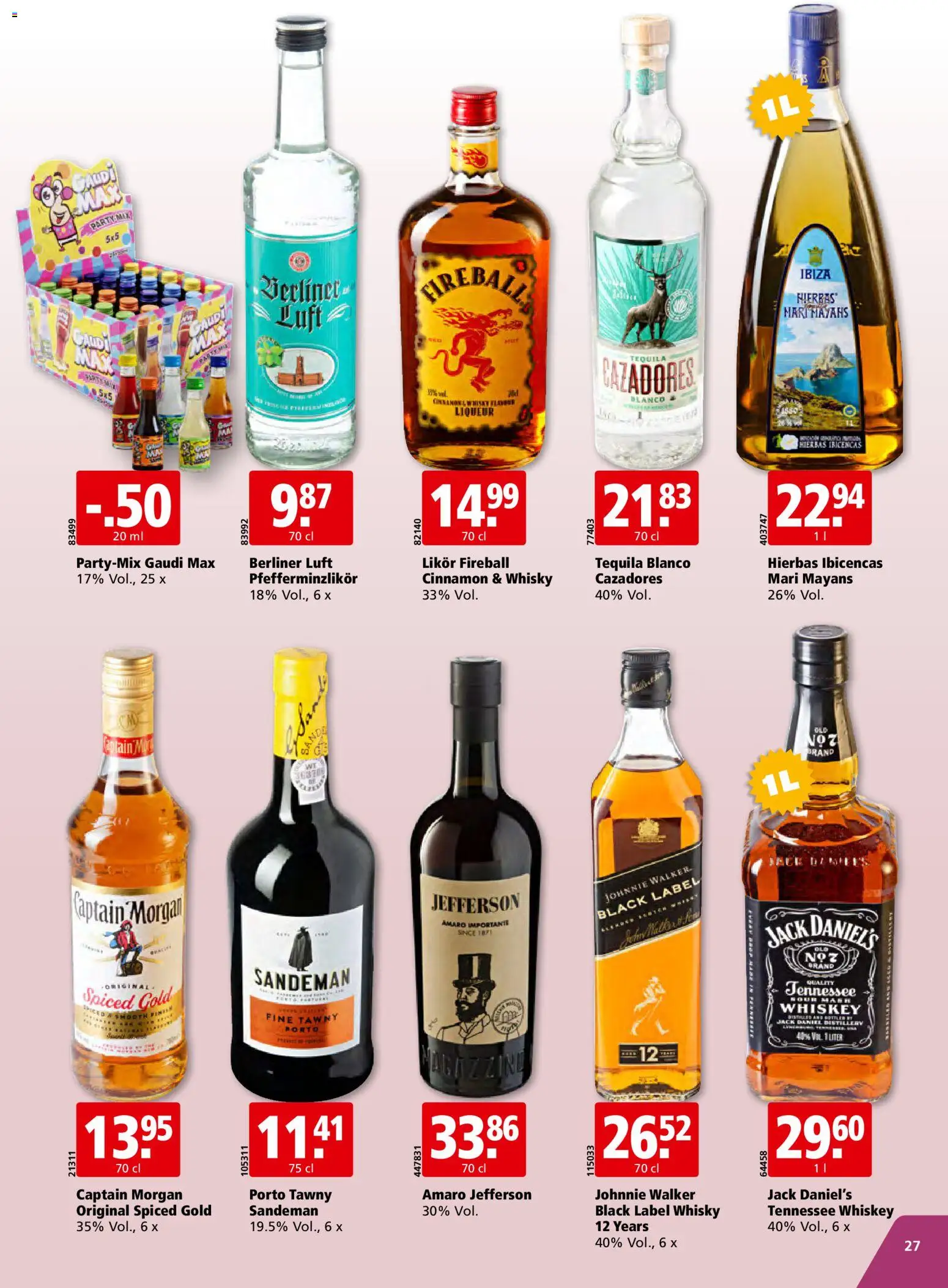 Aligro aktionen Schlieren, Gossau SG, Frauenfeld, Rapperswil-Jona, Sargans, Bern – gültig ab 13.07.2026 | Seite: 27 | Produkte: Likör, Whiskey