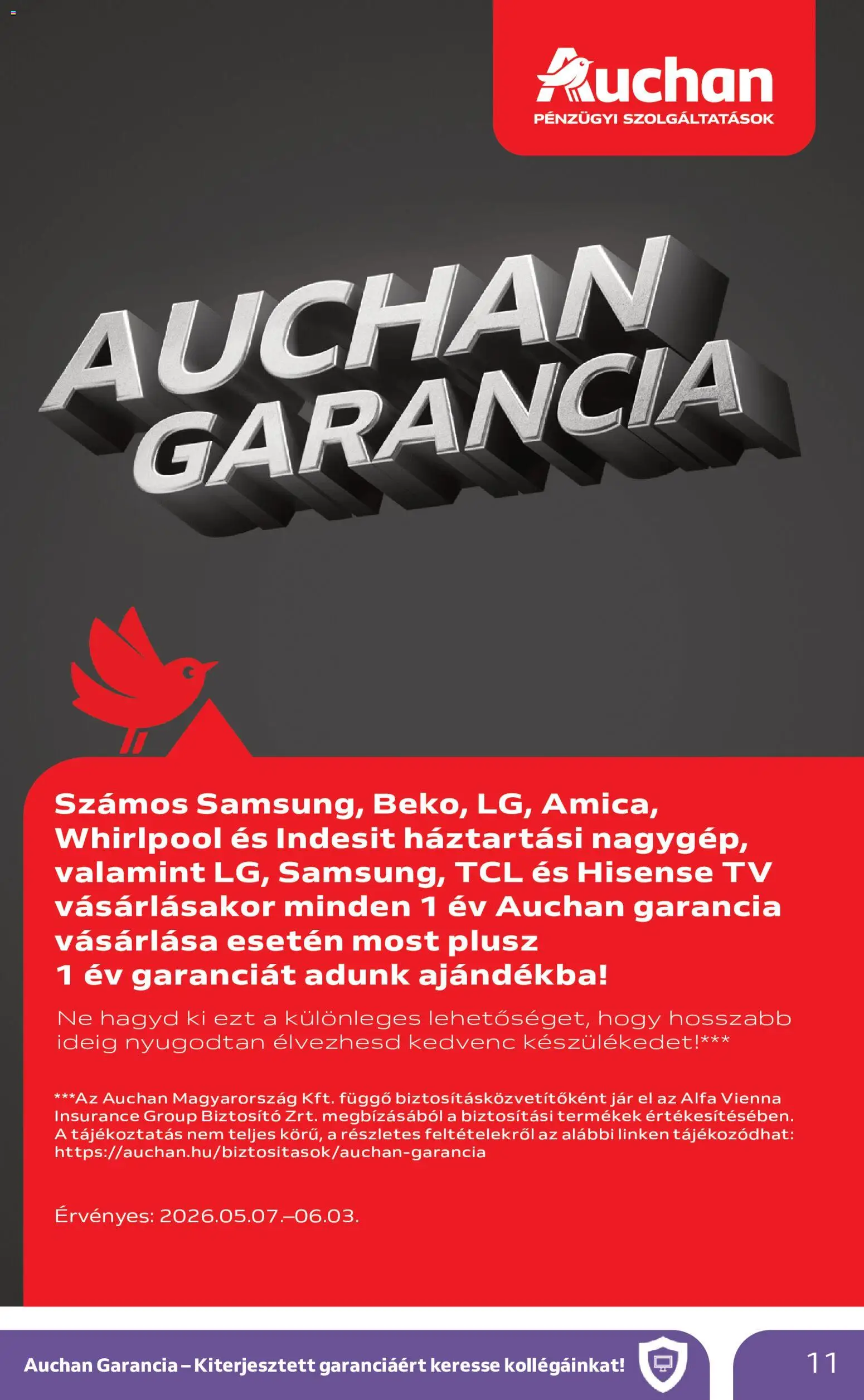 Auchan akciós ujság - amely érvényes a következő dátumtól: 07.05.2026 | Oldal: 11 | Termékek: TV
