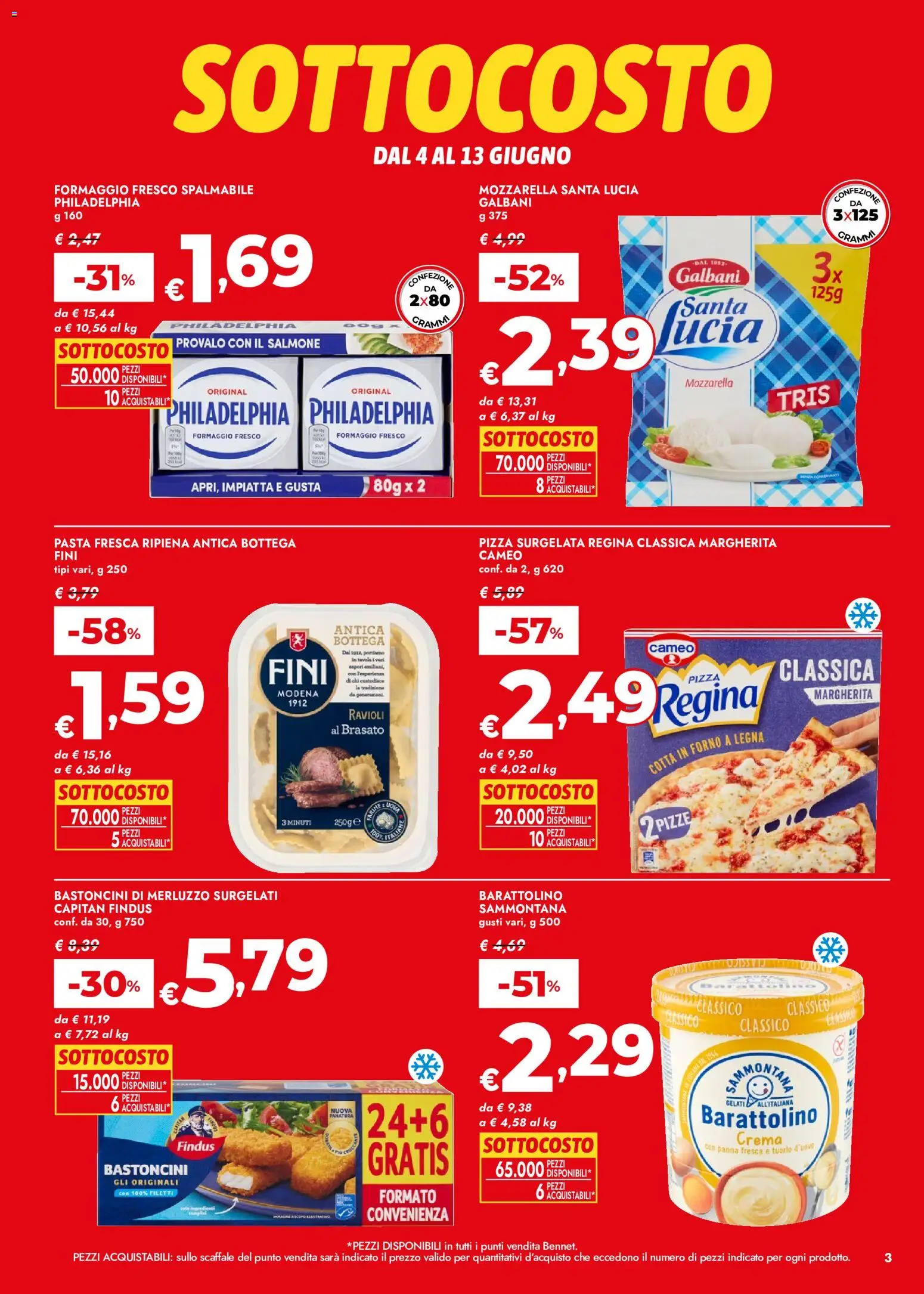Volantino bennet del 04.06.2026 | Pagina: 3 | Prodotti: Pizza, Pasta, Ravioli, Scaffale
