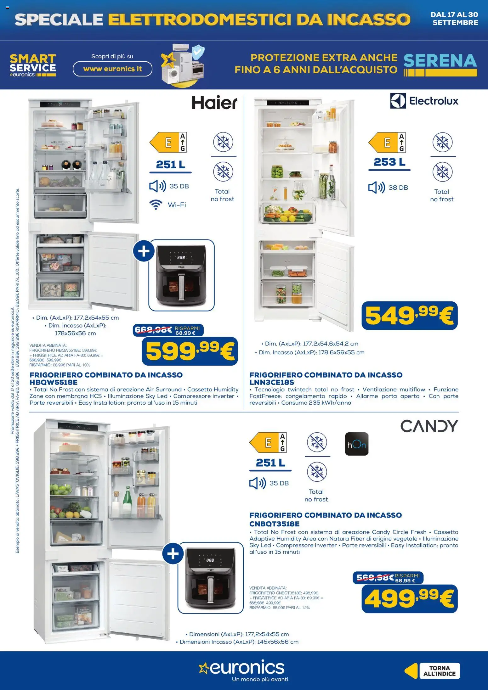 Volantino Euronics del 17/09/2026 | Pagina: 19 | Prodotti: Friggitrice ad aria, Compressore, Friggitrice, Frigorifero combinato