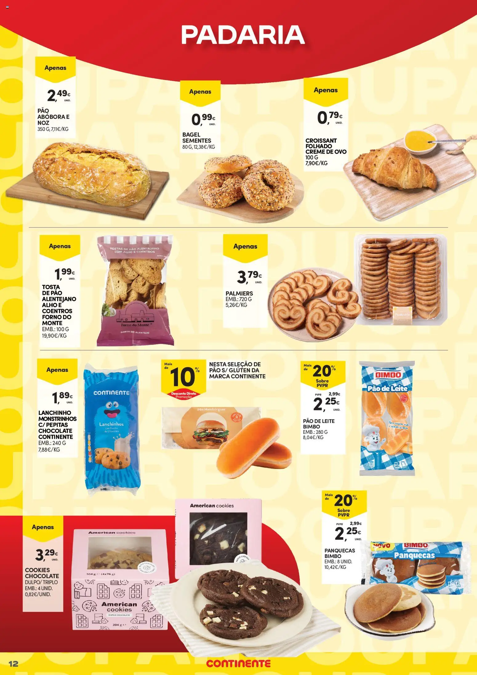 Continente - Açores Poupança para todos │ válido de 06.04.2026 | Página: 12 | Produtos: Padaria, Hambúrguer, Panquecas, Creme