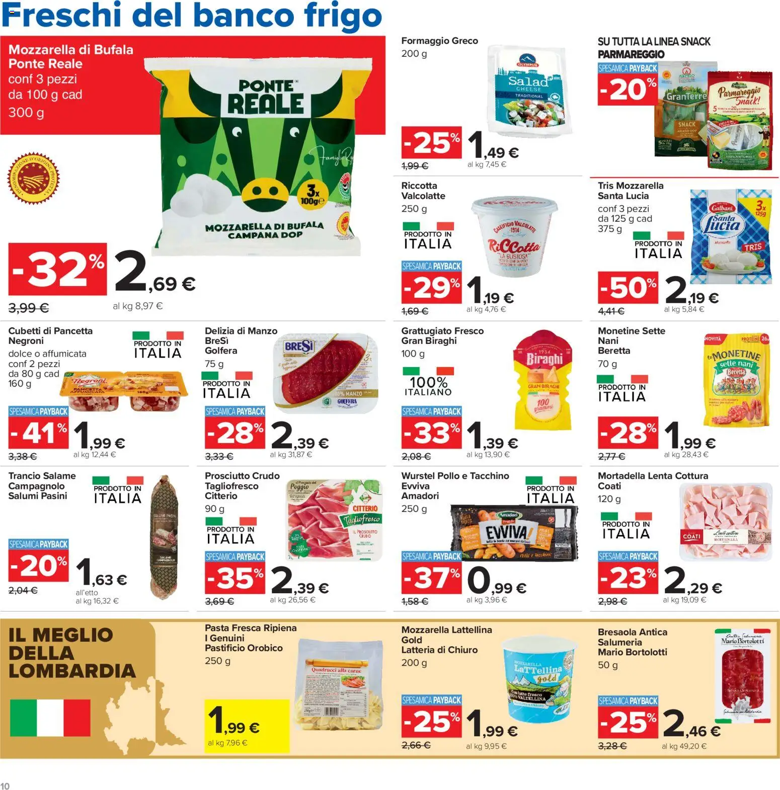Volantino Carrefour del 20/08/2026 | Pagina: 10 | Prodotti: Salame, Pancetta, Mozzarella di bufala, Mortadella
