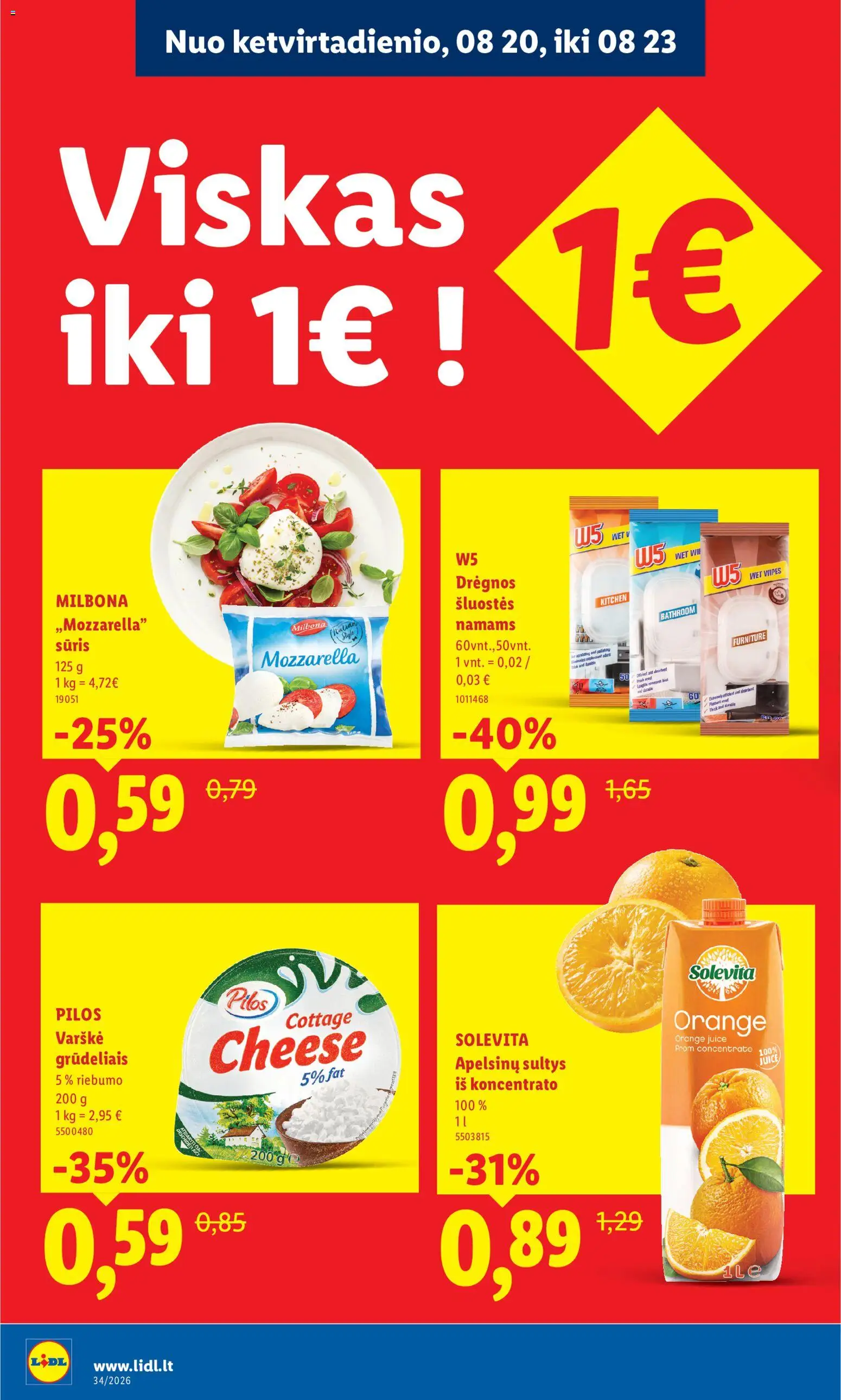 LIDL akcijos nuo 2026.08.17 | Puslapis: 2 | Prekių: Sūris, Varškė, Sultys