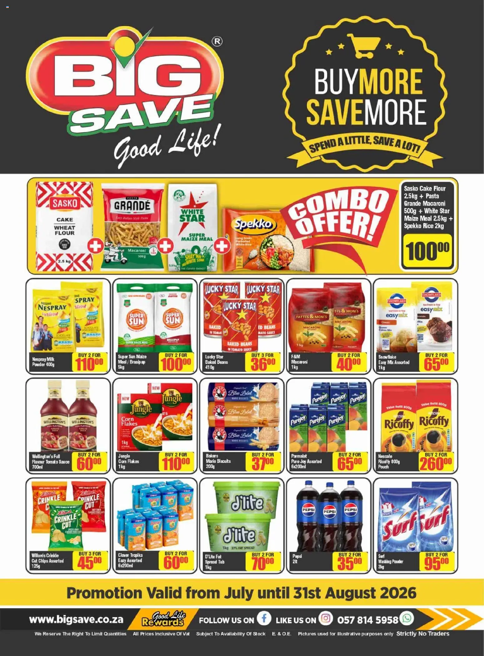 New Big Save catalogue – valid from 24/07/2026 | Page: 1 | Products: Corn, Biscuits, Pasta, Fat spread