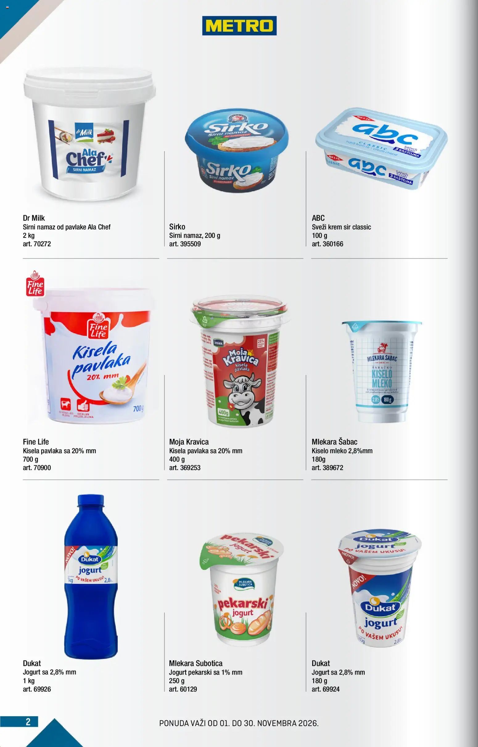 Metro katalog - važi od 01.11.2026 | Strana: 2 | Proizvode: Milka, Moja kravica, Mleko, Sir