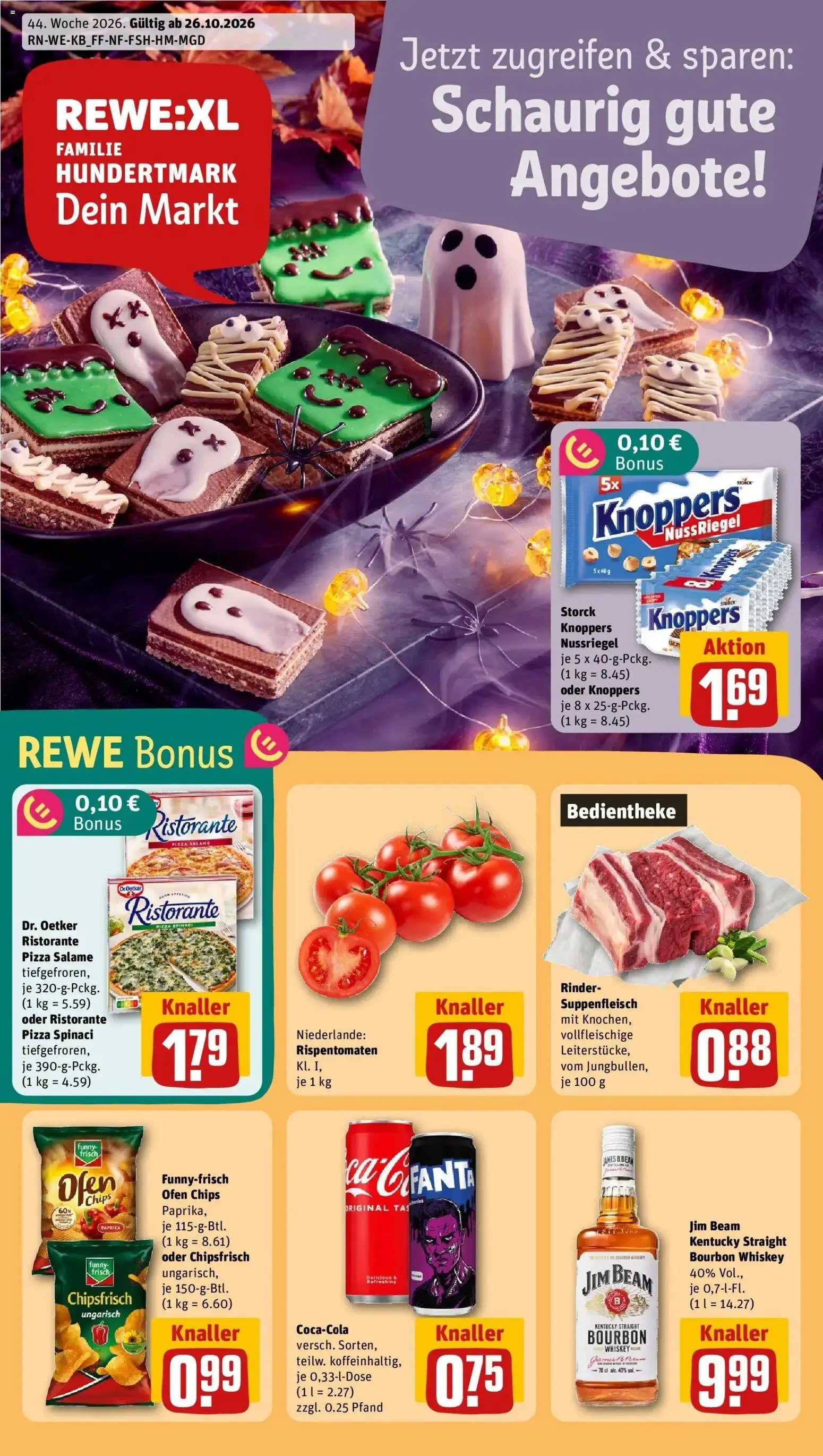 REWE Prospekt ab 26.10.2026 zum Blättern » Angebote | Seite: 1 | Produkte: Ristorante, Ofen, Knoppers, Pizza