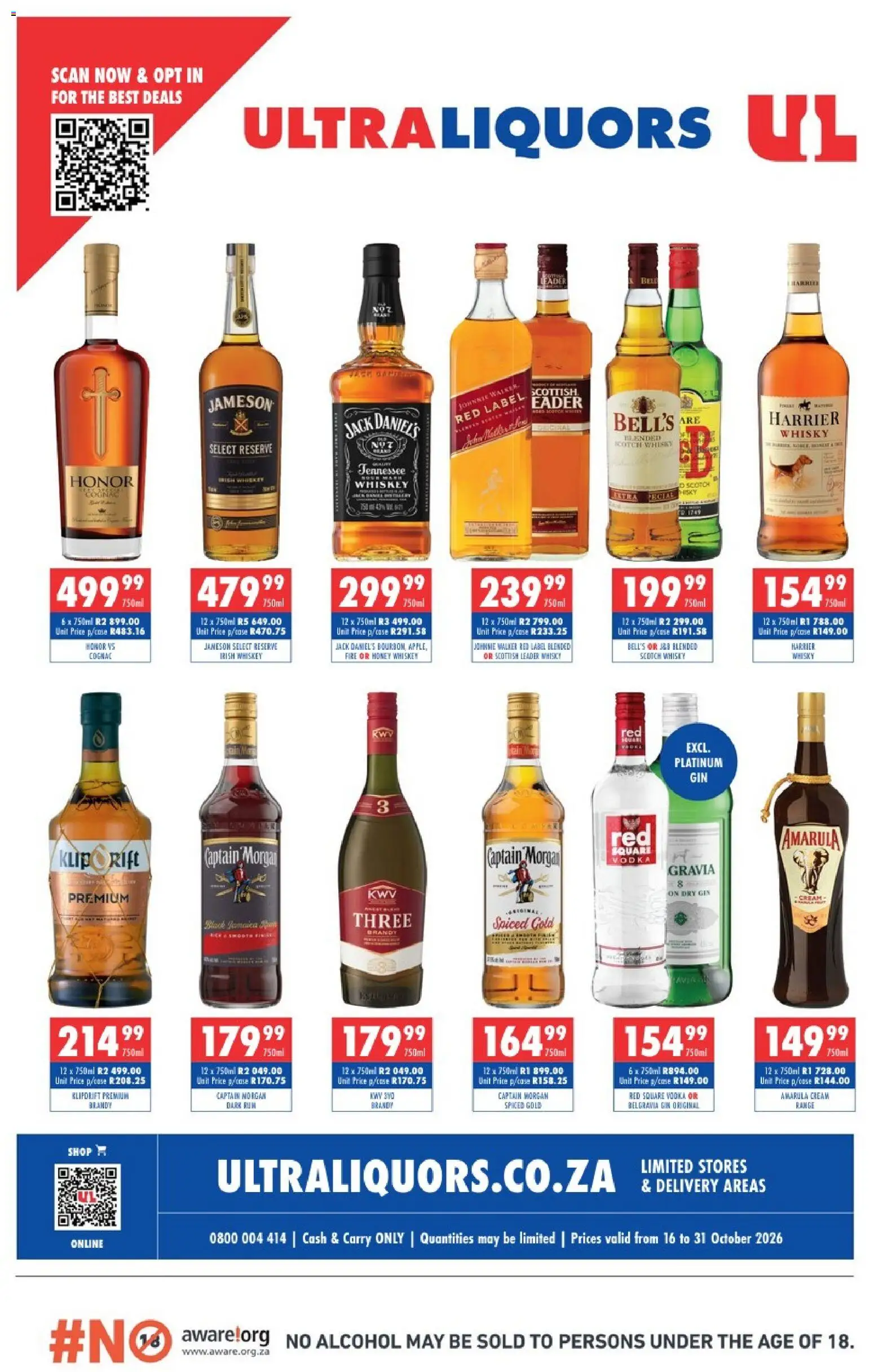New Ultra Liquors catalogue – valid from 16/10/2026 | Page: 1 | Products: Alcohol, Rum, Captain Morgan, Cream