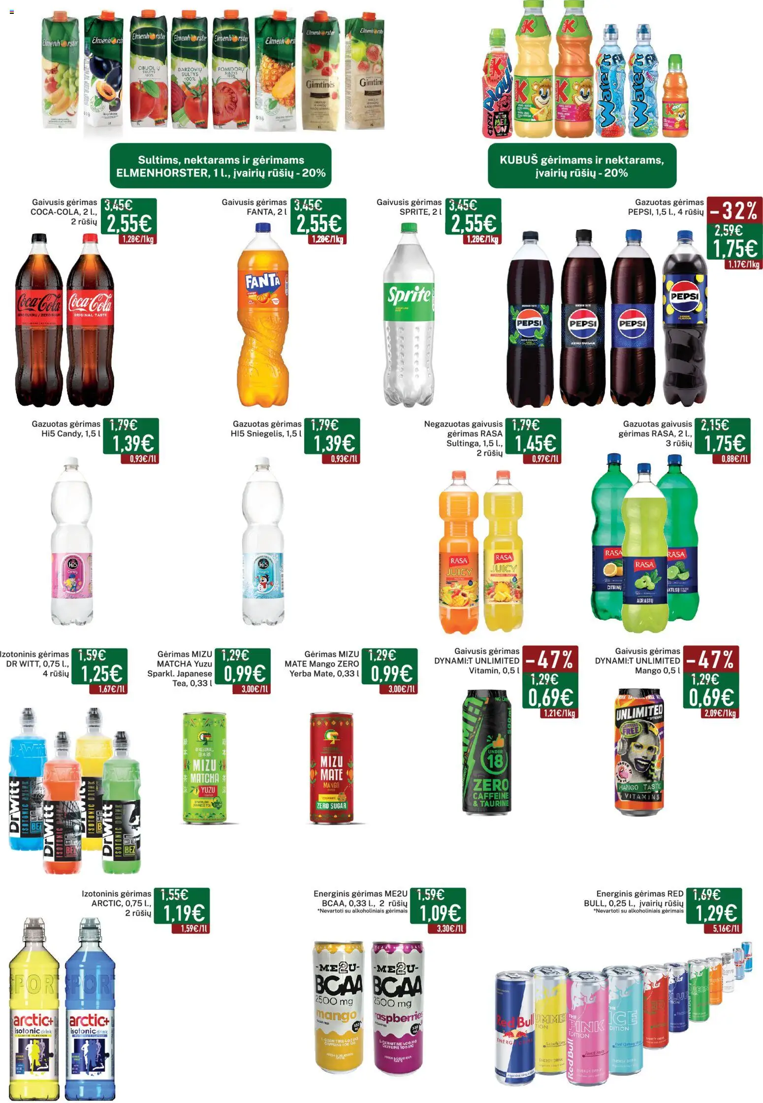 Elimart - TAU akcijos nuo 2026.04.07 | Puslapis: 13 | Prekių: Gaivusis gėrimas, Energinis gėrimas, Sultys
