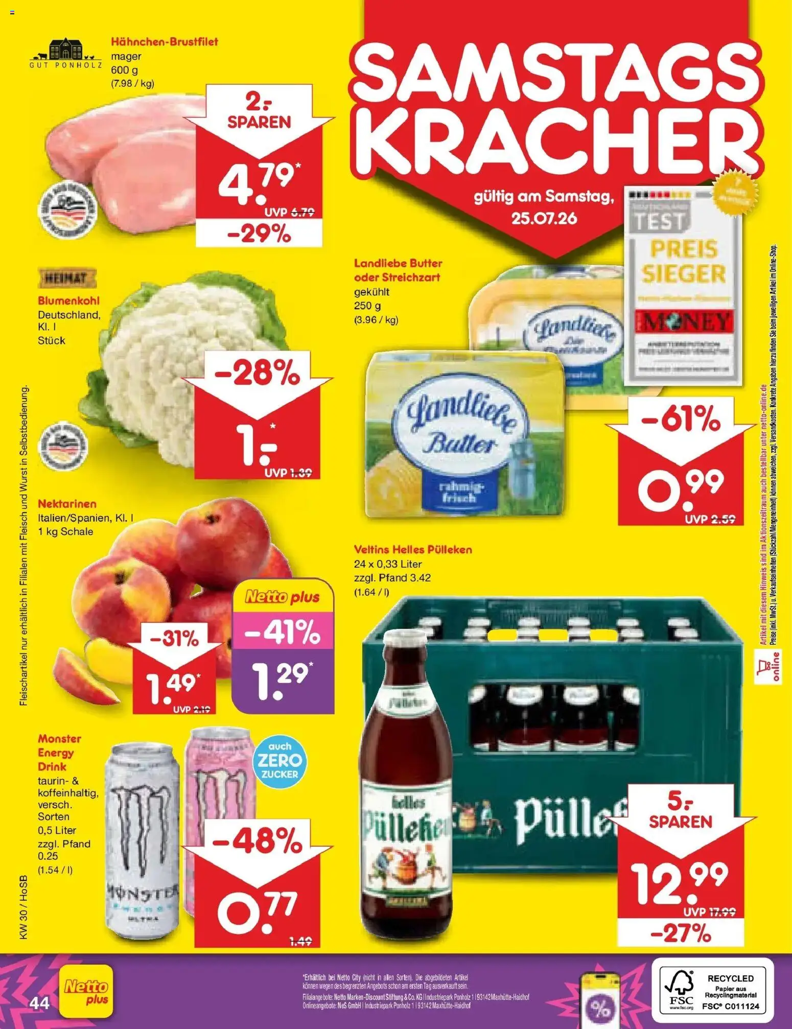 Netto Marken-Discount Prospekt Hannover – gültig ab 20.07.2026 | Seite: 68 | Produkte: Nektarinen, Landliebe butter, Monster, Veltins
