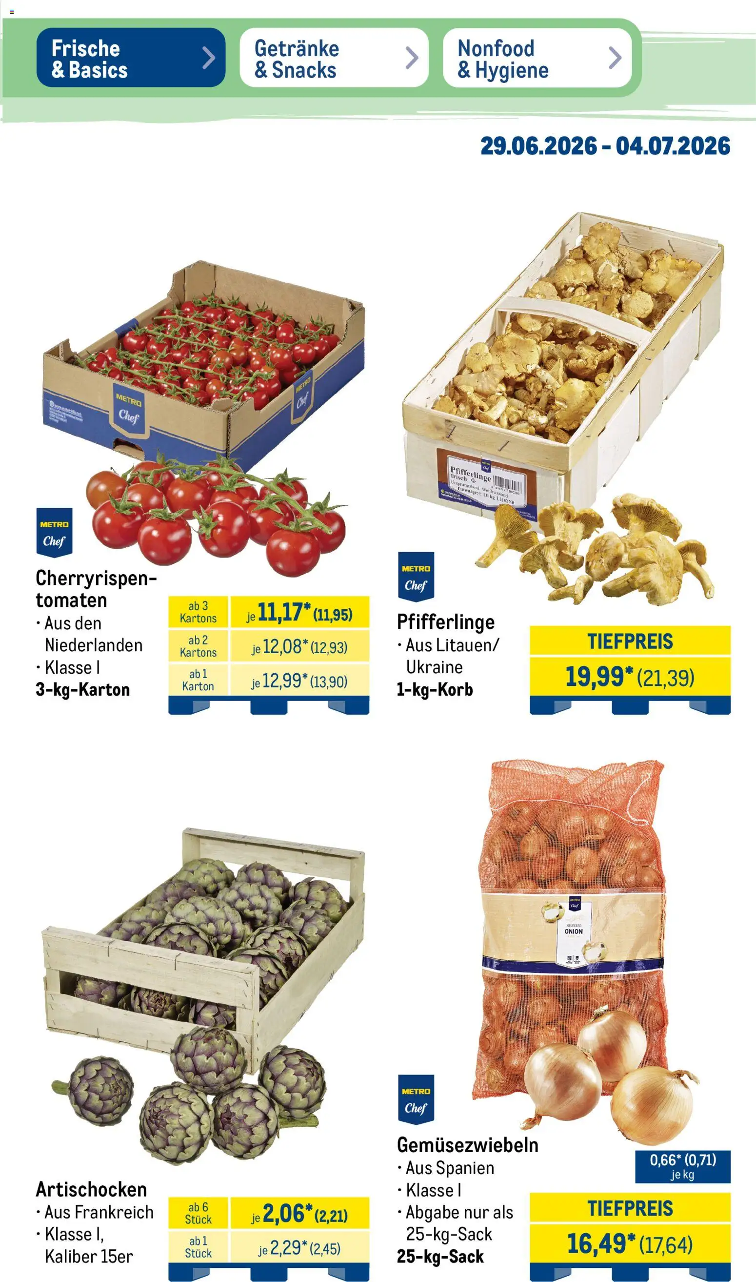 Metro Non Food & Hygiene – gültig ab 29.06.2026 | Seite: 40 | Produkte: Tomaten, Pfifferlinge