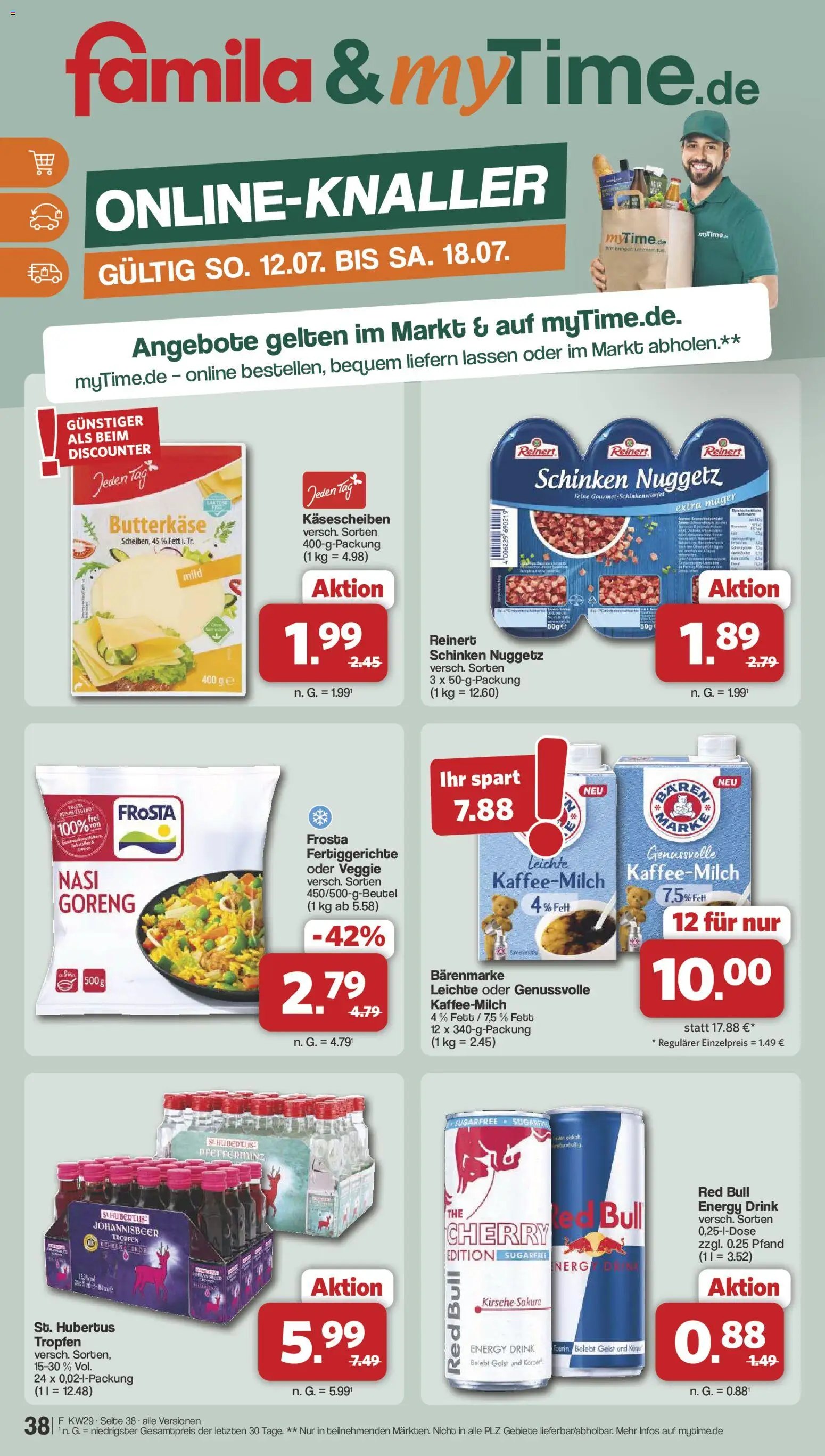 Famila Nordwest Prospekt – gültig ab 13.07.2026 | Seite: 38 | Produkte: Red bull, Likör, Fertiggerichte, Schinken