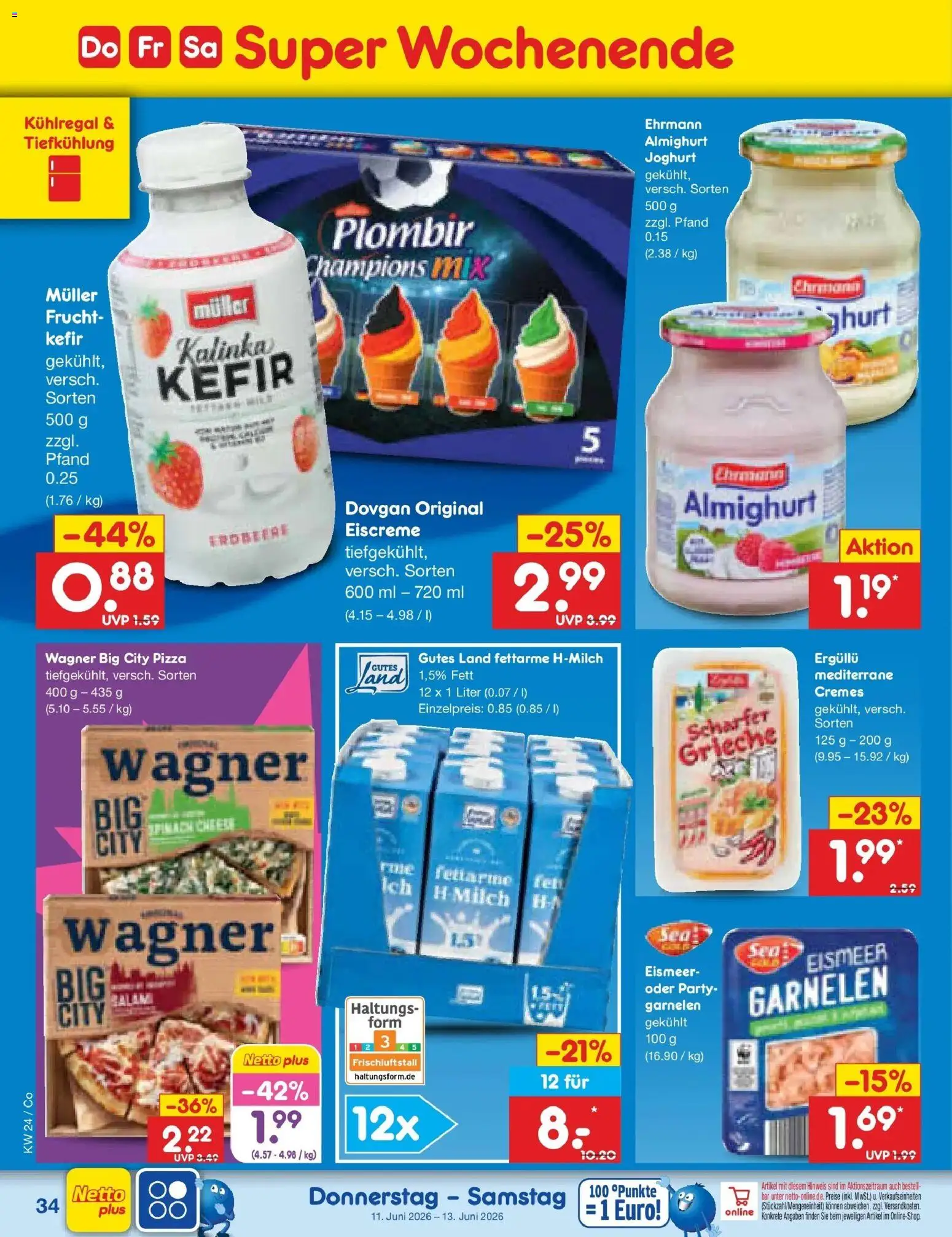 Netto Marken-Discount Prospekt Delitzsch – gültig ab 08.06.2026 | Seite: 53 | Produkte: Milch, Joghurt, Garnelen, Pizza