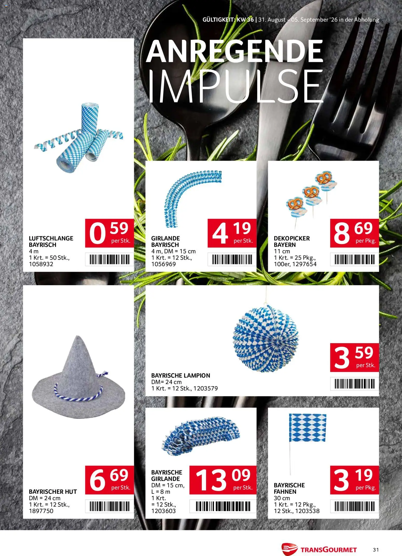 Transgourmet Flugblatt gültig ab 31.08.2026 | Seite: 31 | Produkte: Hut