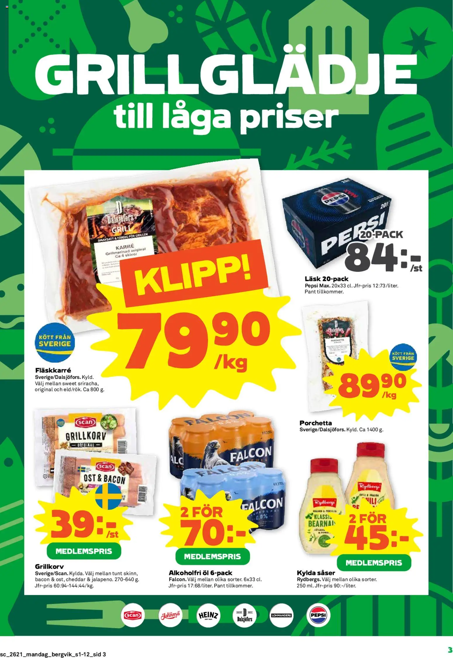 Stora Coop reklamblad aktuell från 18.05.2026 | Sida: 3 | Produkter: Cheddar, Pepsi, Grillkorv, Ost