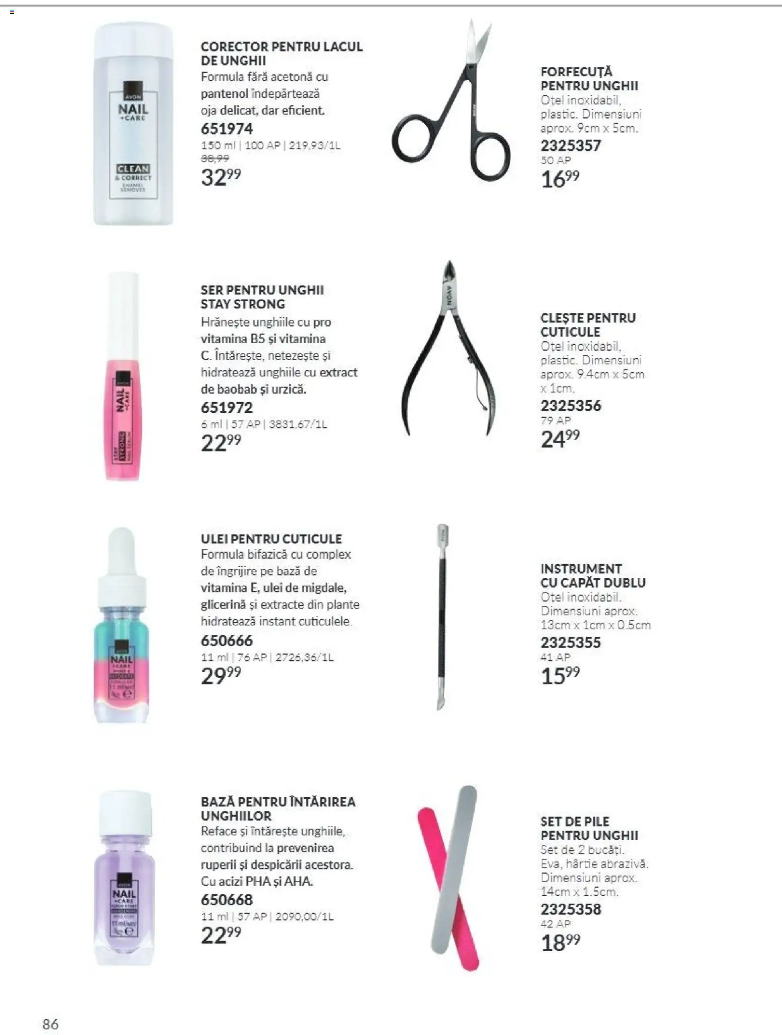 Noul catalog Avon – valabil de la 01.11.2026 | Pagină: 86 | Produse: Ulei pentru cuticule, Ser pentru unghii, Ulei, Ojă