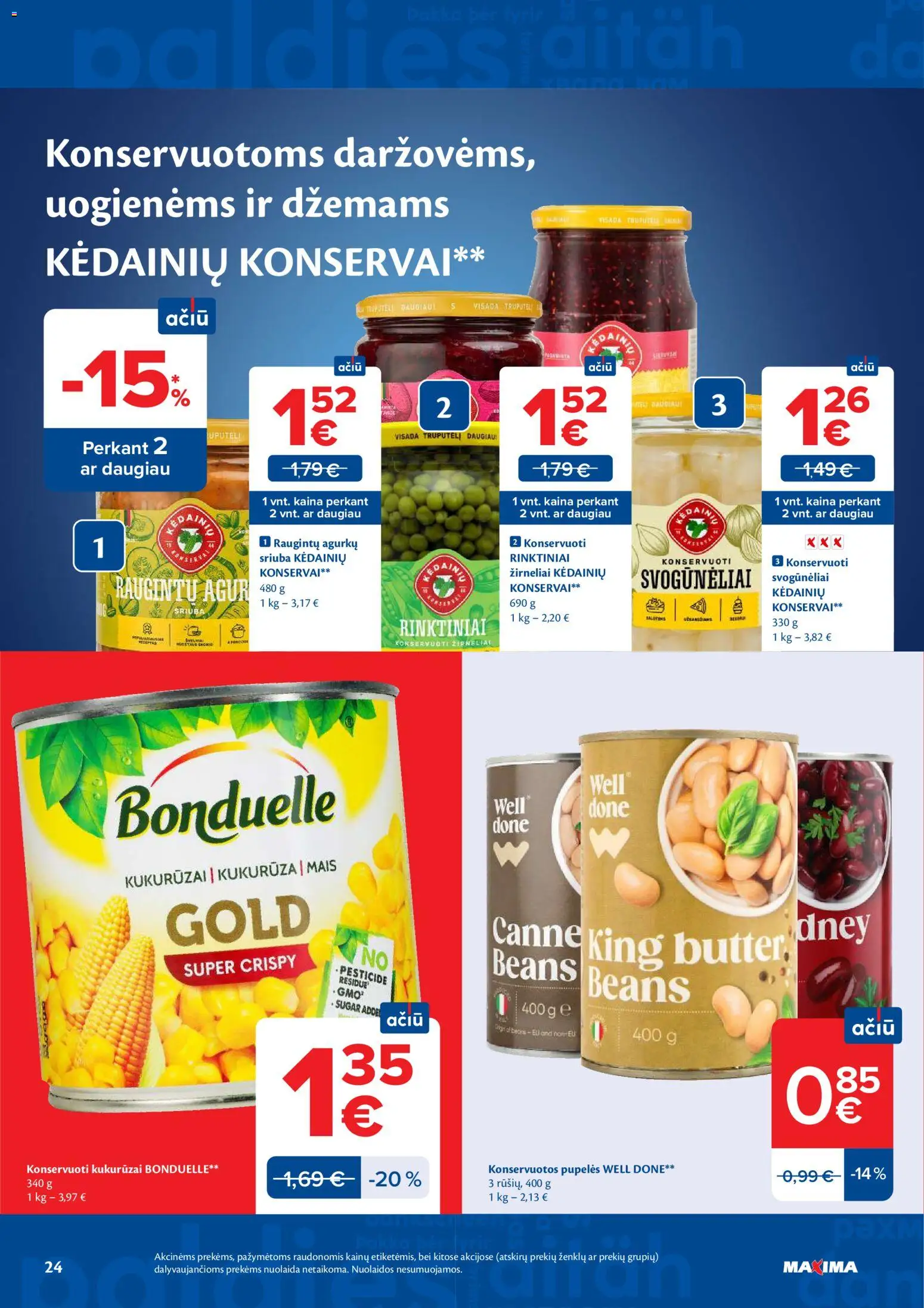 MAXIMA akcijos nuo 09.06.2026 | Puslapis: 24 | Prekių: Kukurūzai, Pupelės, Konservai, Žirneliai