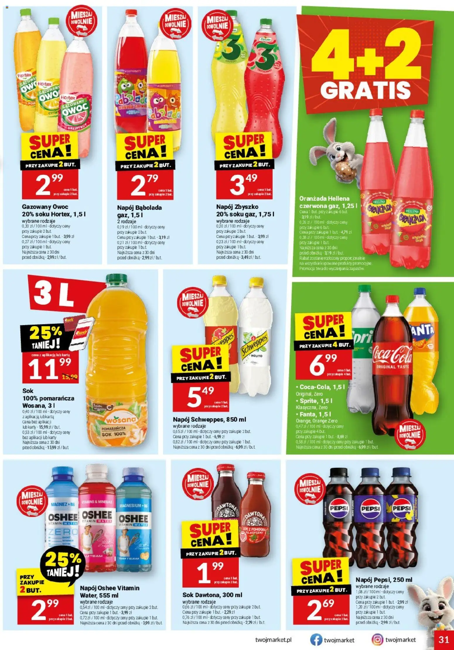 Twój Market gazetka od 11.03.2026 | Strona: 31 | Produkty: Karta, Oranżada hellena, Sok, Grejpfrut