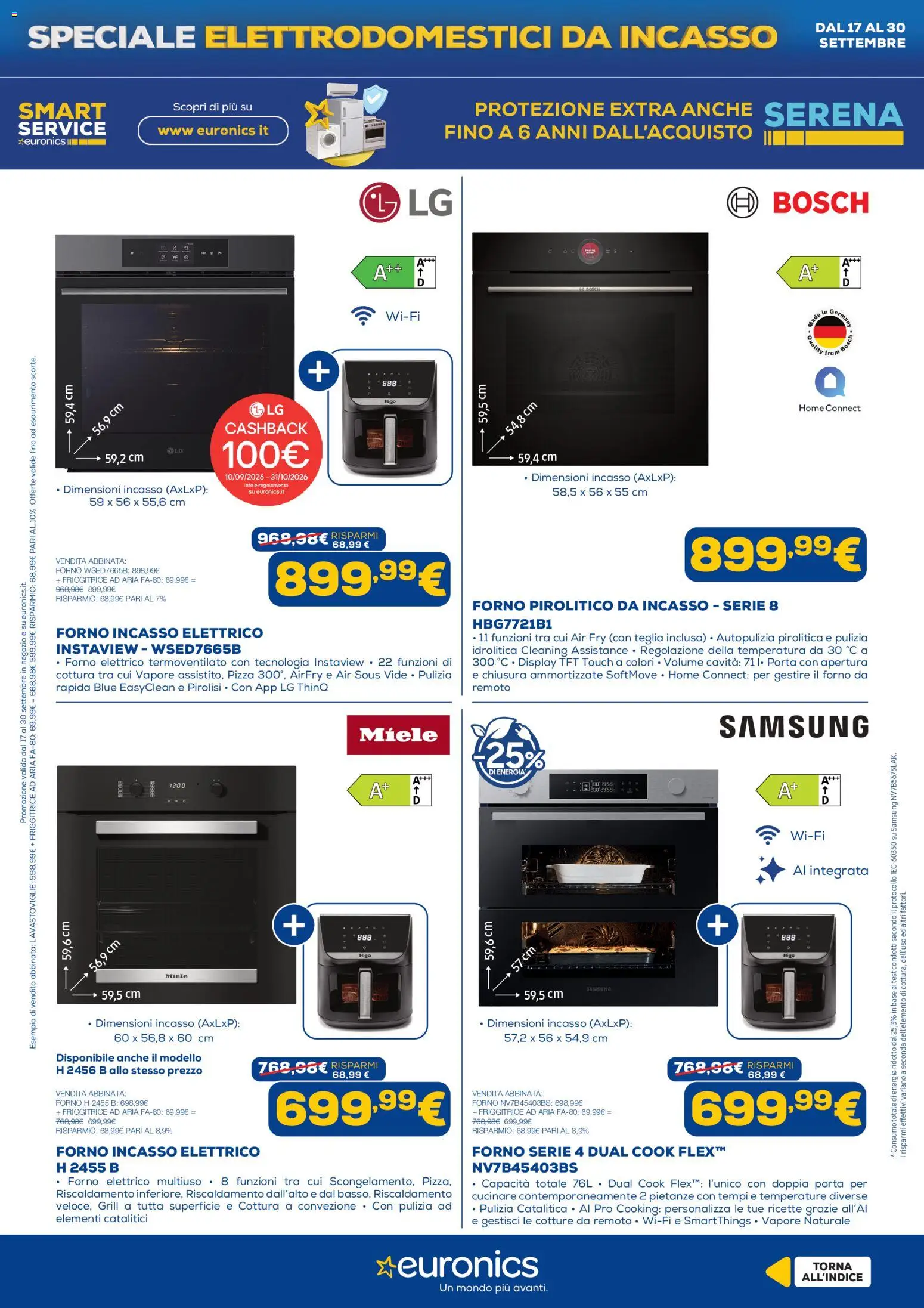 Volantino Euronics del 17/09/2026 | Pagina: 8 | Prodotti: Friggitrice ad aria, Teglia, Lavastoviglie, Samsung