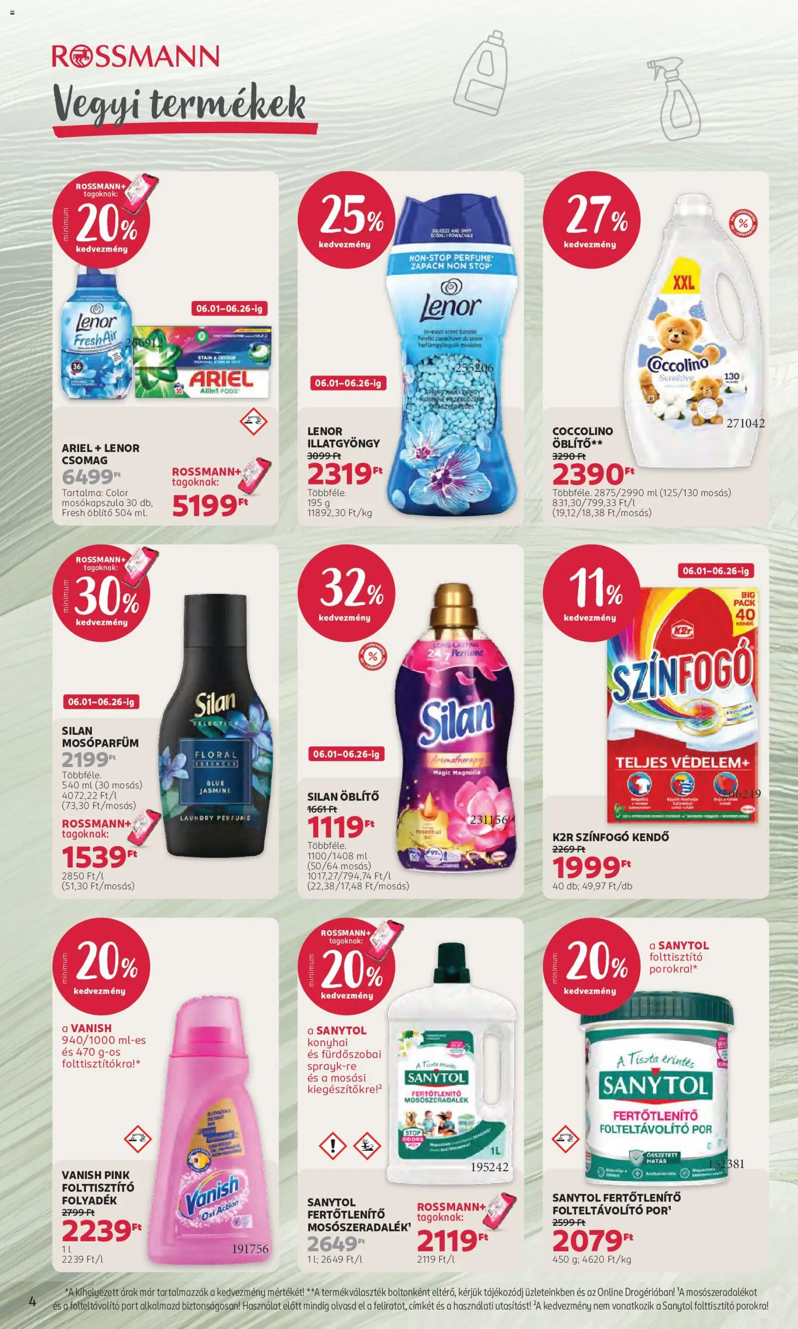 Rossmann akciós ujság - amely érvényes a következő dátumtól: 01.06.2026 | Oldal: 4 | Termékek: Ariel, Mosókapszula, Folteltávolító, Folttisztító