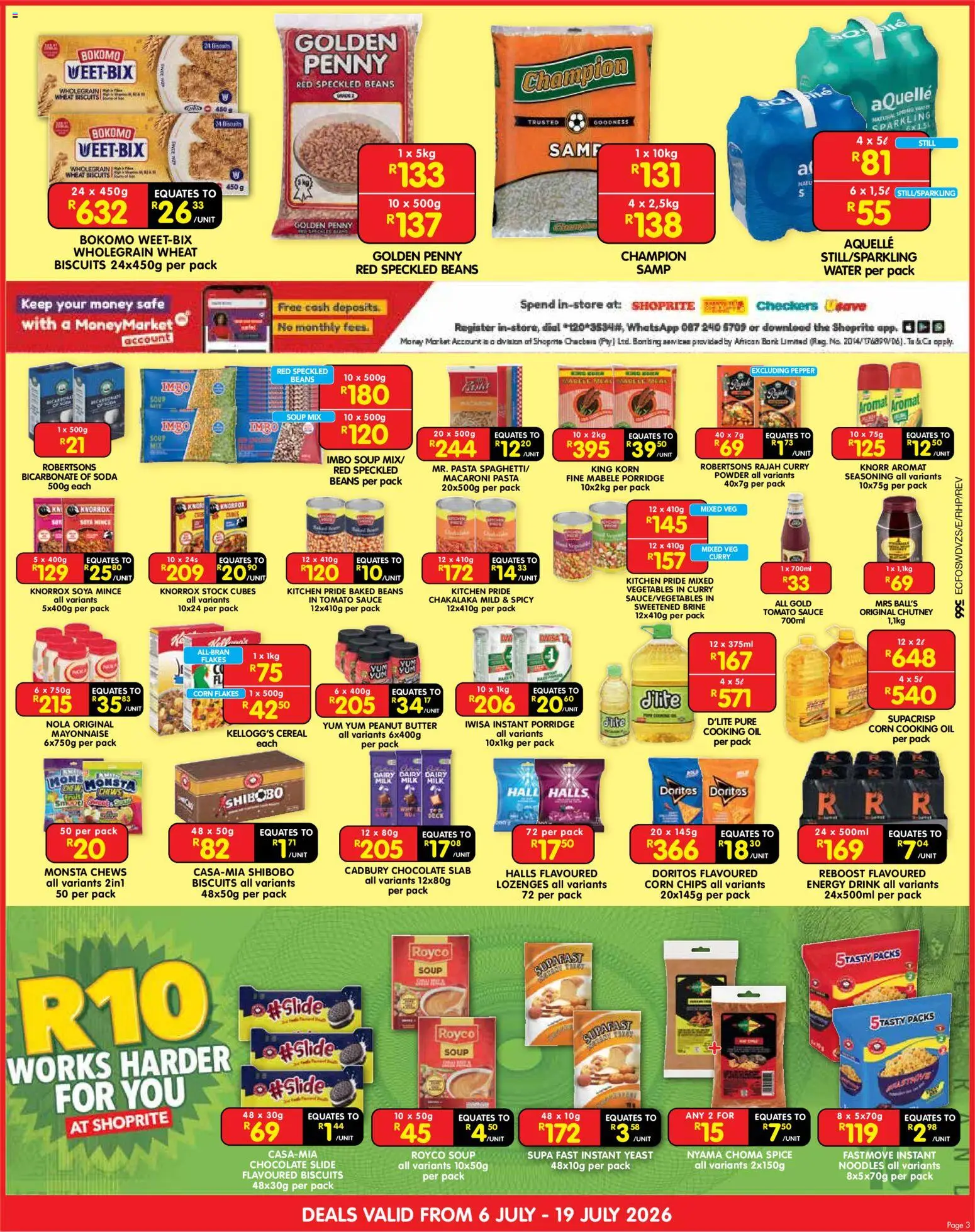 New Shoprite catalogue – valid from 06/07/2026 | Page: 3 | Products: Bicarbonate of soda, Corn, Powder, Pasta