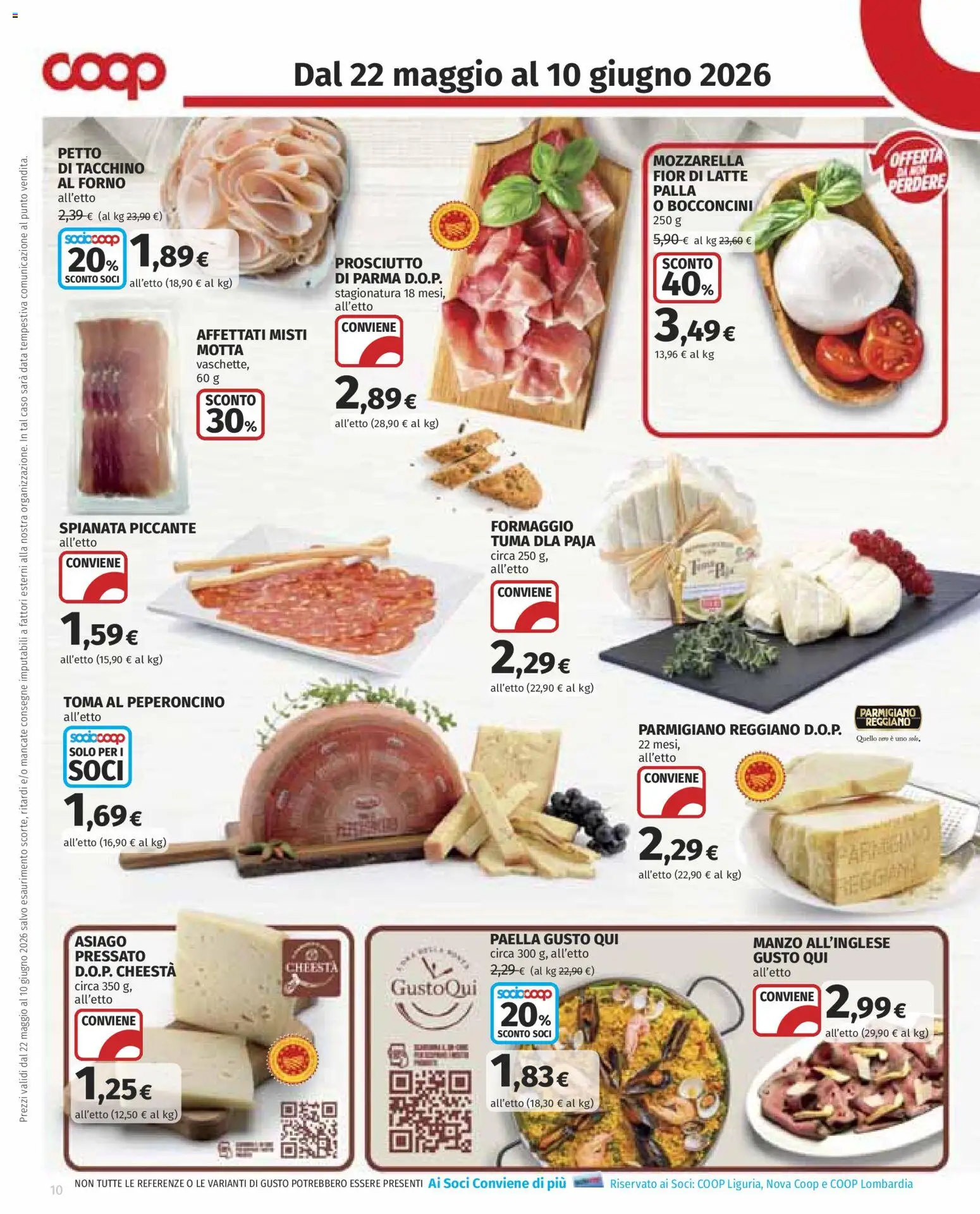 Volantino COOP del 22.05.2026 | Pagina: 10 | Prodotti: Tacchino, Prosciutto, Forno, Parmigiano