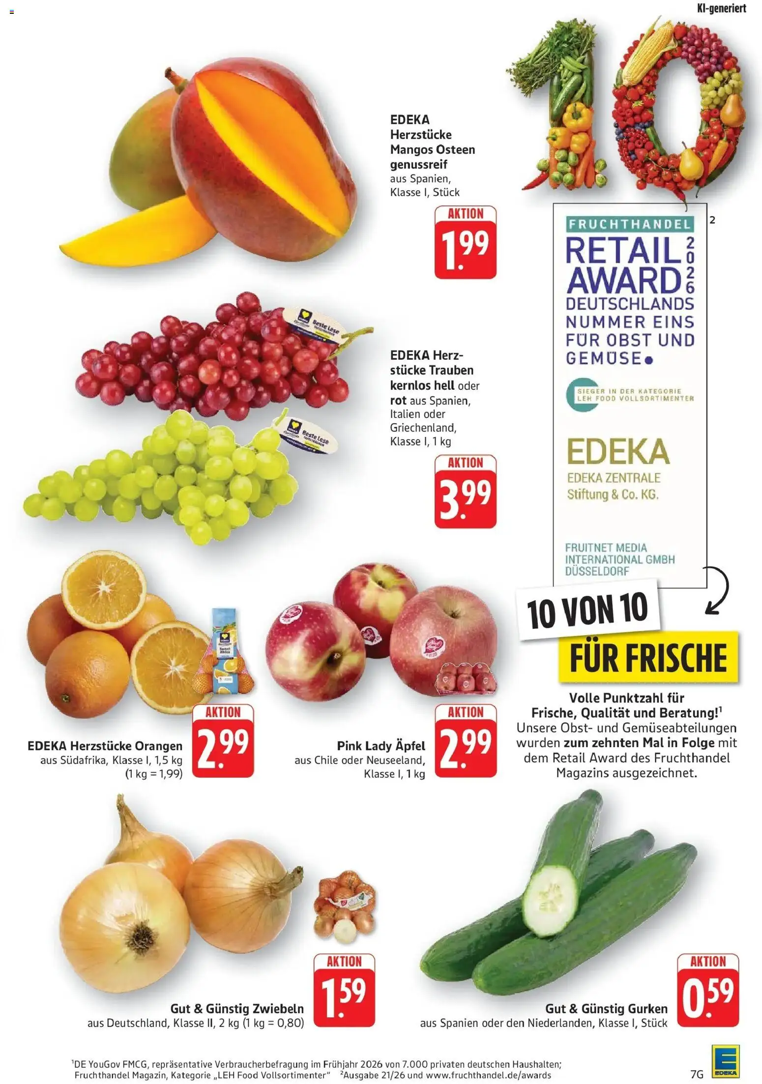 Edeka Prospekt Eislingen (ab 28.09.2026) » Angebote Online | Seite: 7 | Produkte: Trauben, Äpfel, Obst, Gurken