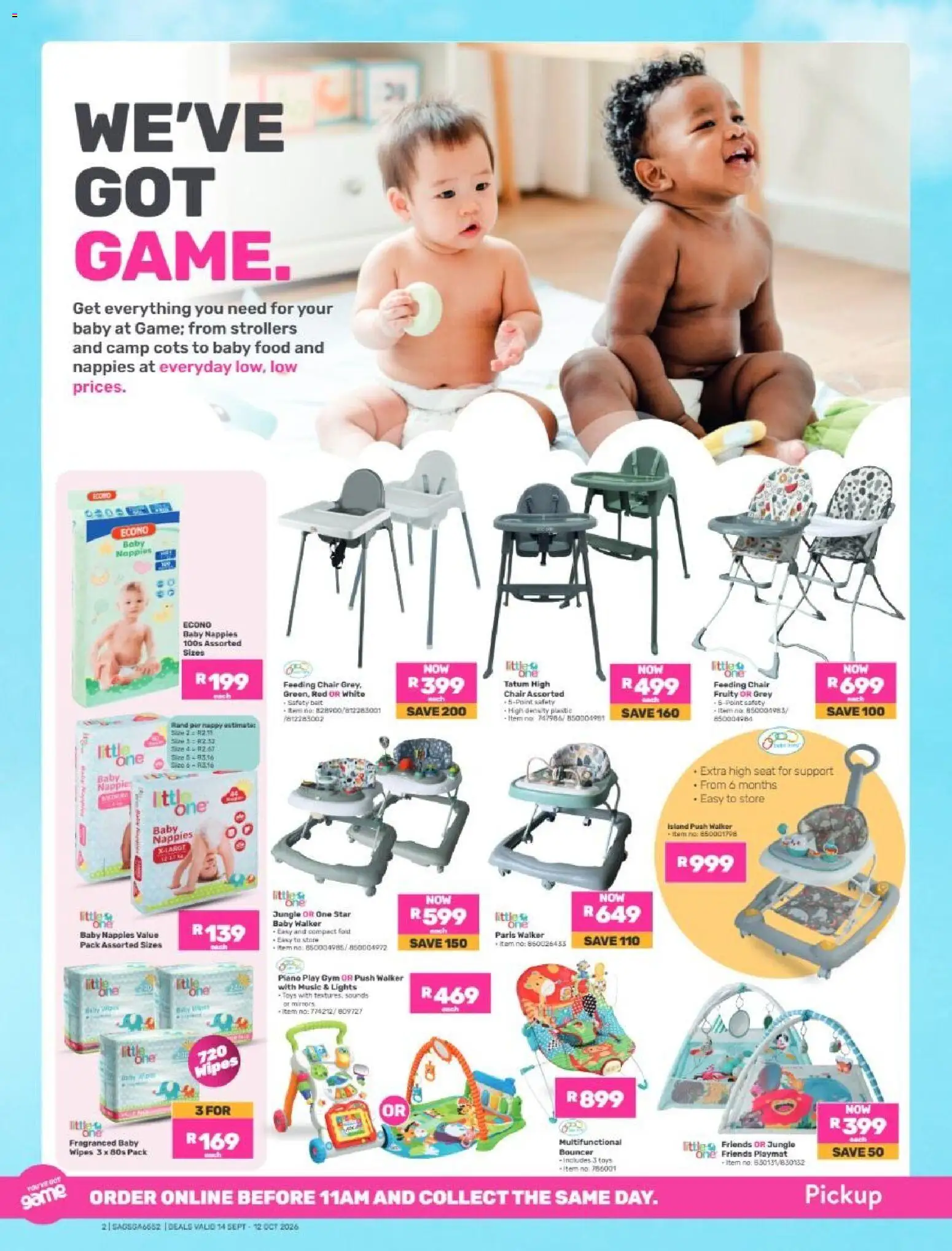New Game catalogue – valid from 14/09/2026 | Page: 2 | Products: Toys, Chair, Baby food, Nappies