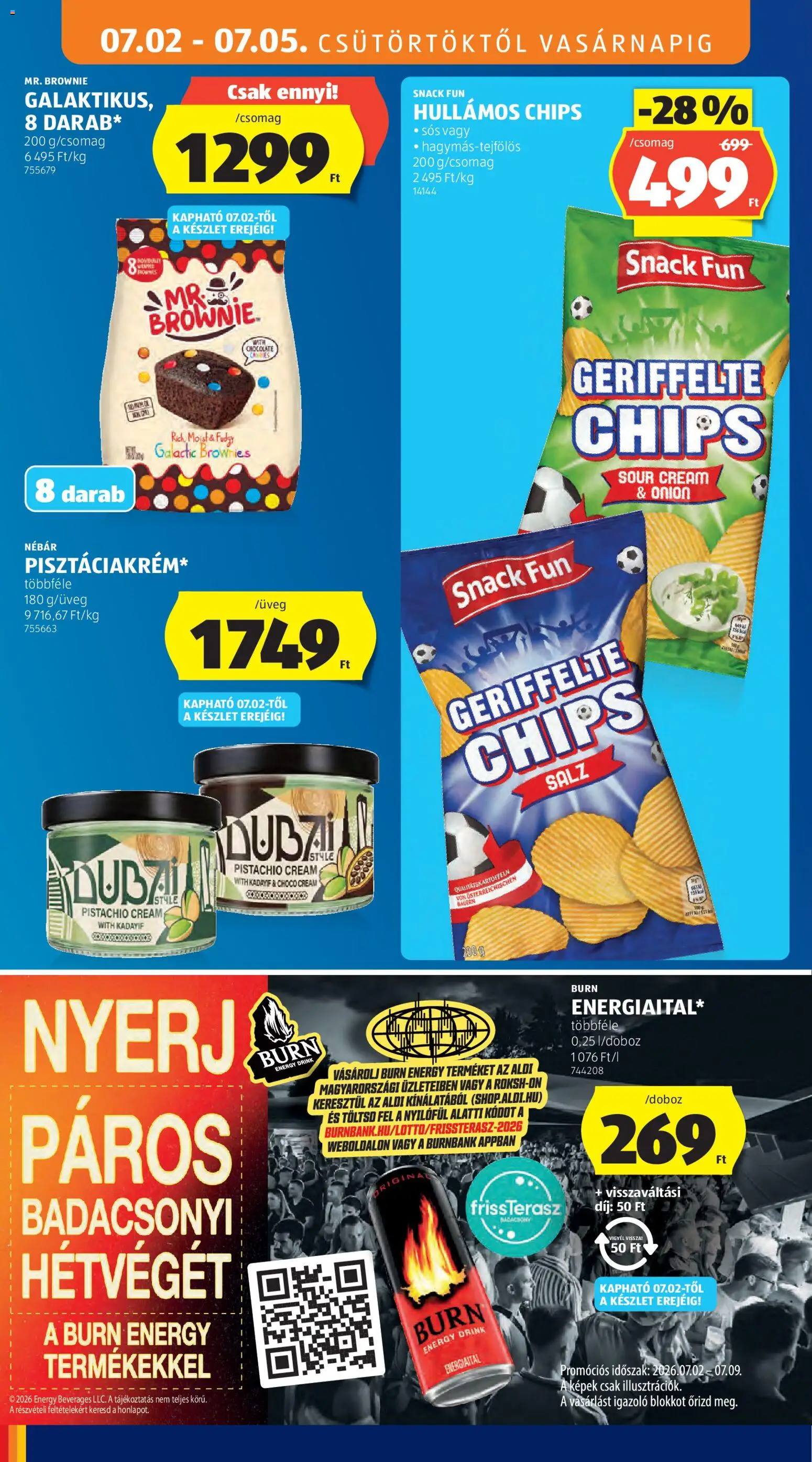 Aldi akciós ujság - amely érvényes a következő dátumtól: 2026.07.02. | Oldal: 18 | Termékek: Chips, Energiaital, Brownie