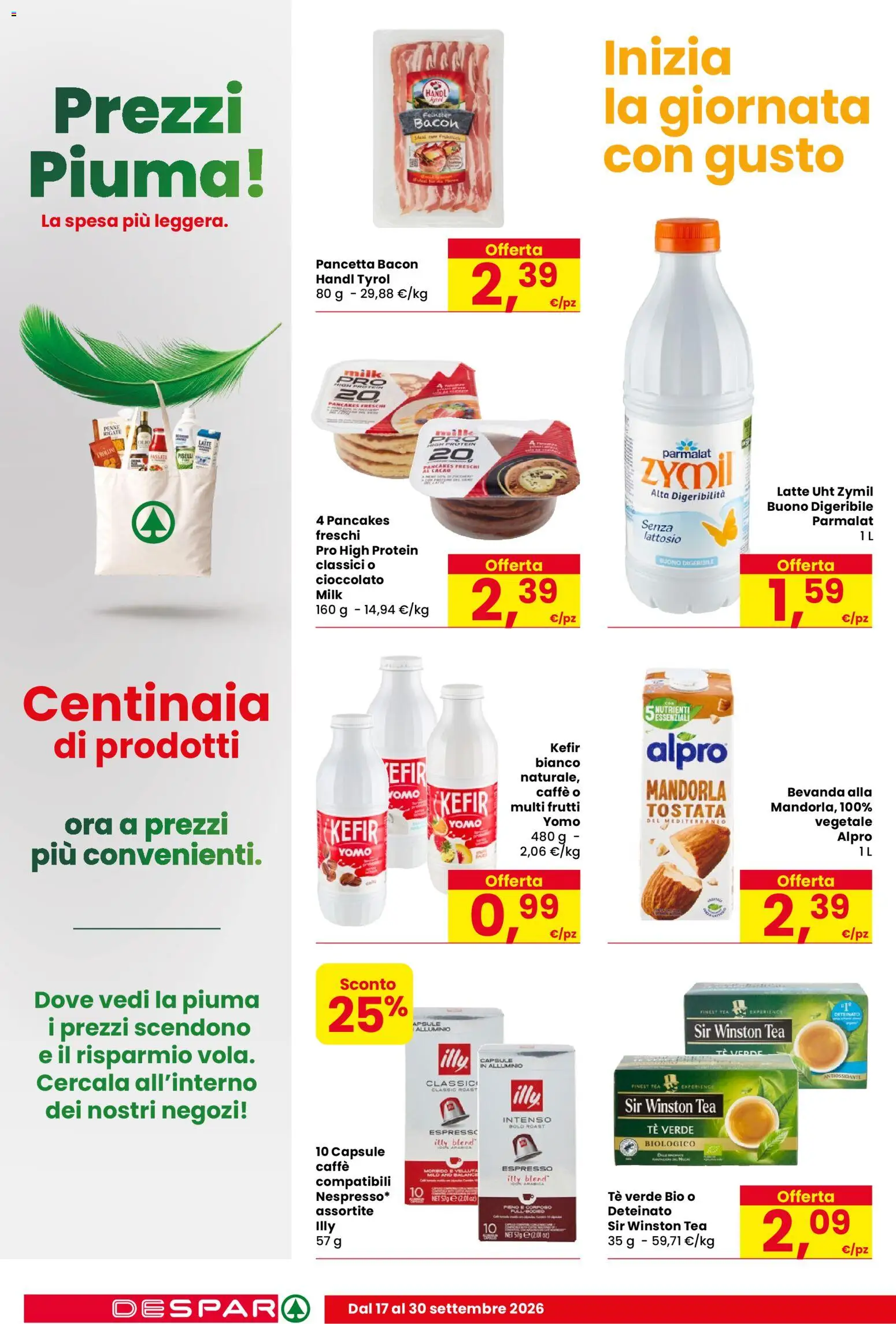 Volantino Despar del 17/09/2026 | Pagina: 10 | Prodotti: Bacon, Cacao, Illy, Senza lattosio