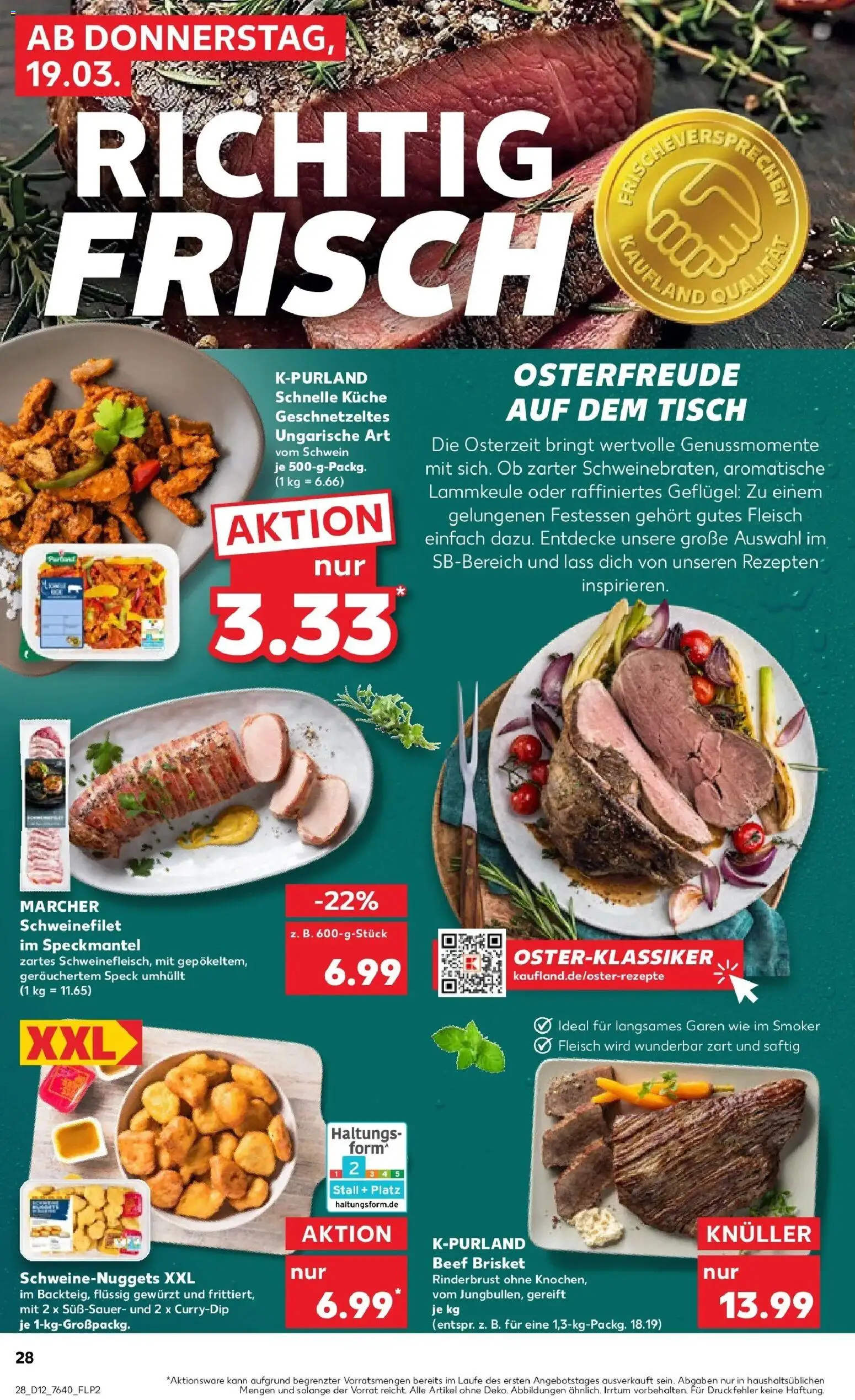 Kaufland Prospekt Alsdorf	 – gültig ab 19.03.2026 | Seite: 28 | Produkte: Lammkeule, Tisch, Schweinefilet, Fleisch