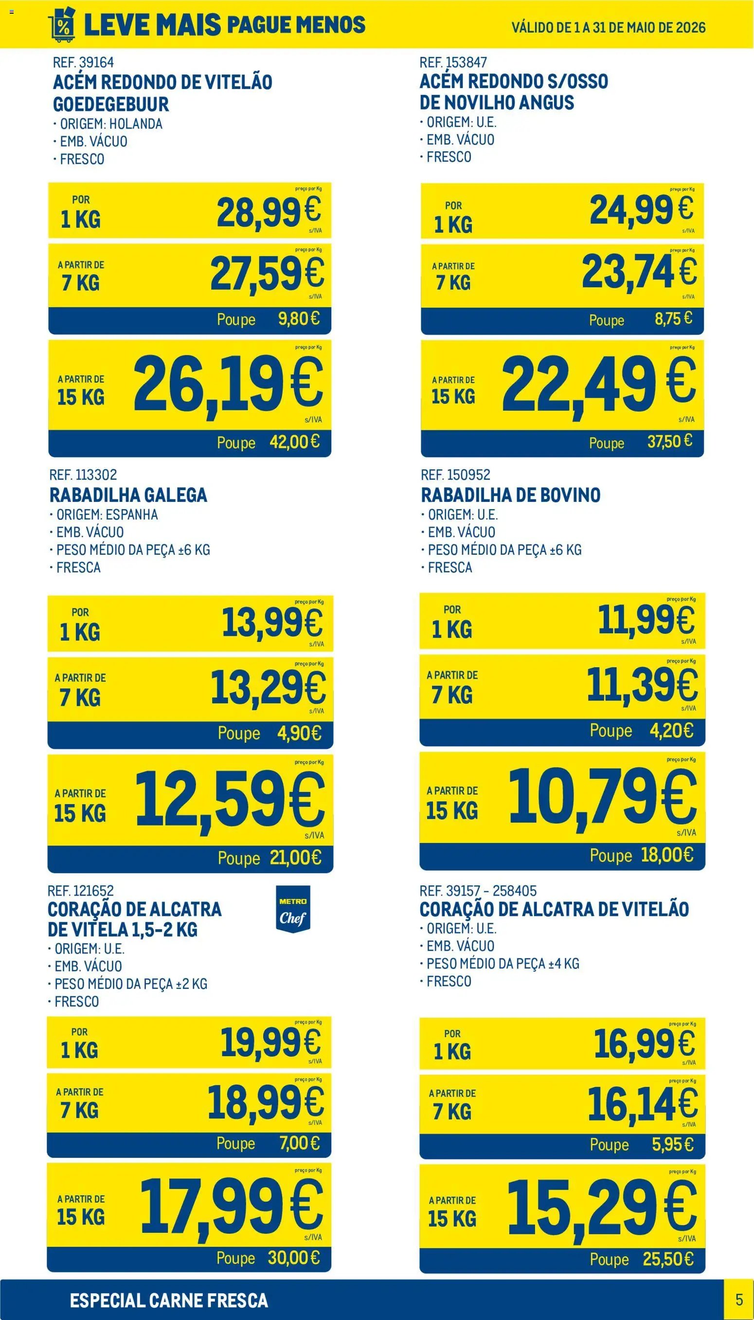 Makro Leve Mais Pague Menos - Carne Fresca │ válido de 01.05.2026 | Página: 5 | Produtos: Vitela, Carne