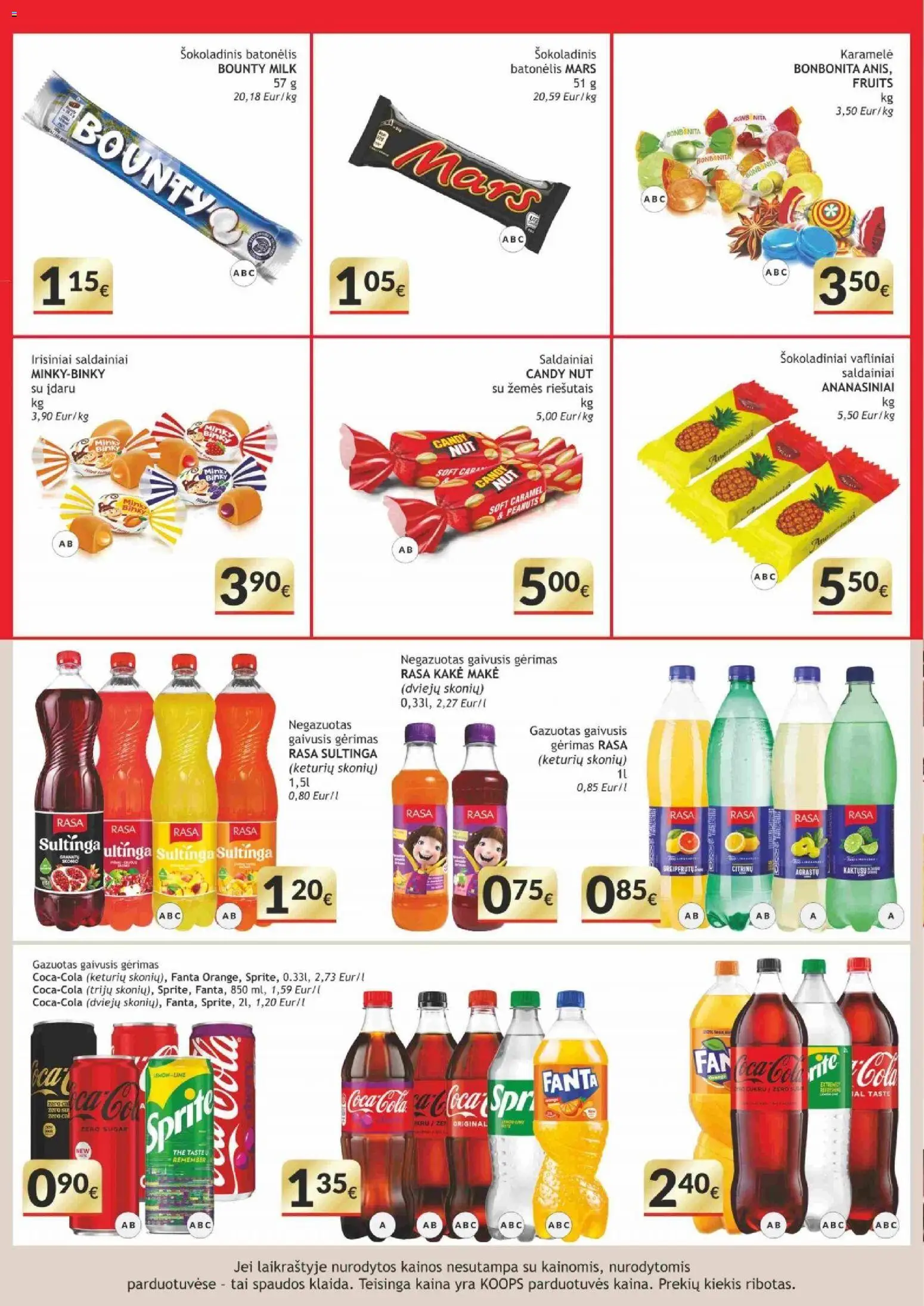 Koops akcijos nuo 2026.07.13 | Puslapis: 10 | Prekių: Gaivusis gėrimas, Šokoladinis batonėlis, Saldainiai