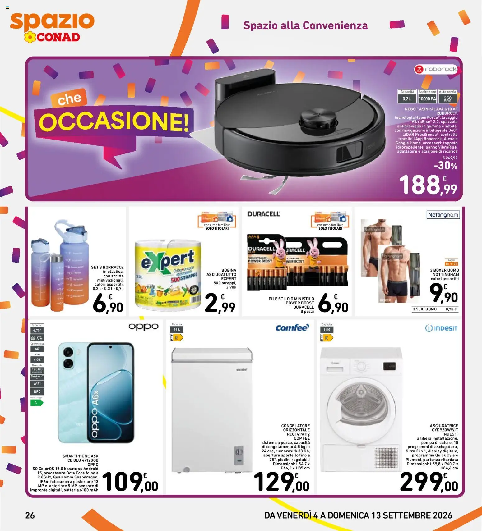 Volantino Spazio Conad del 04/09/2026 | Pagina: 26 | Prodotti: Spazzola, Boxer, Adattatore, Navigazione