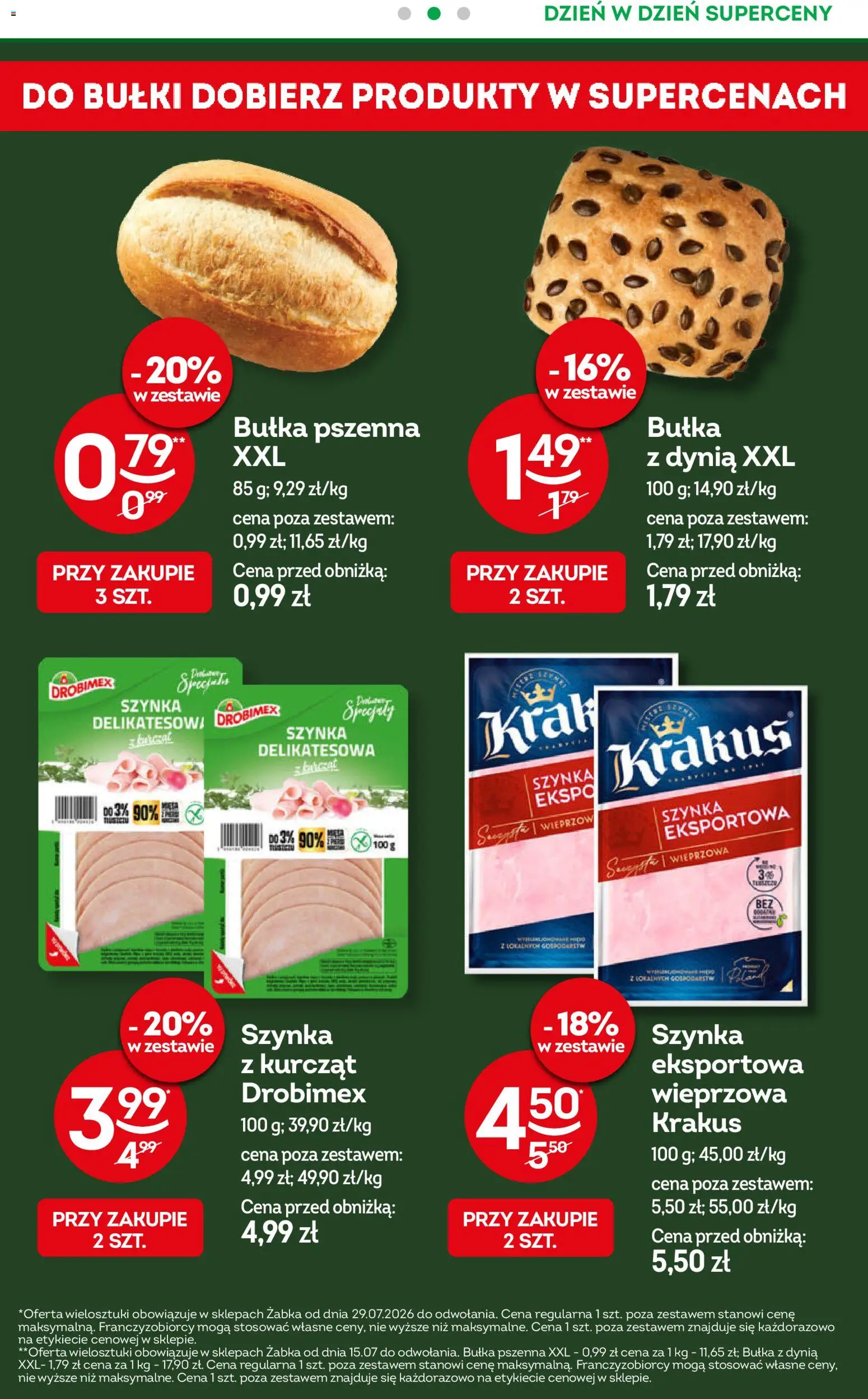 Żabka gazetka - Codzienne produkty od 29.07.2026 | Strona: 5 | Produkty: Dynia, Bułki, Szynka, Bułka pszenna