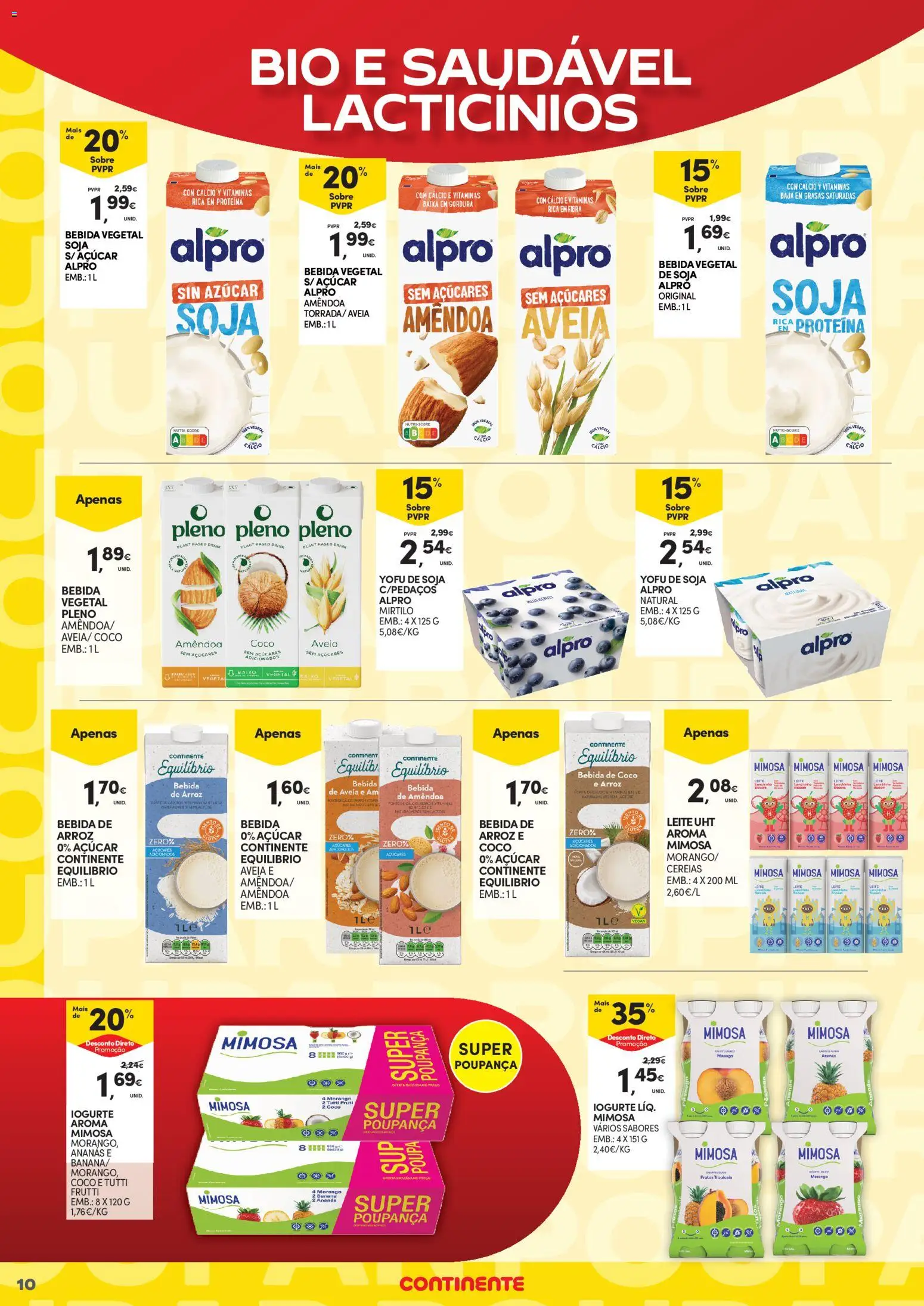 Continente - Açores Poupança para todos │ válido de 06.04.2026 | Página: 10 | Produtos: Cálcio, Iogurte, Açúcar, Proteina