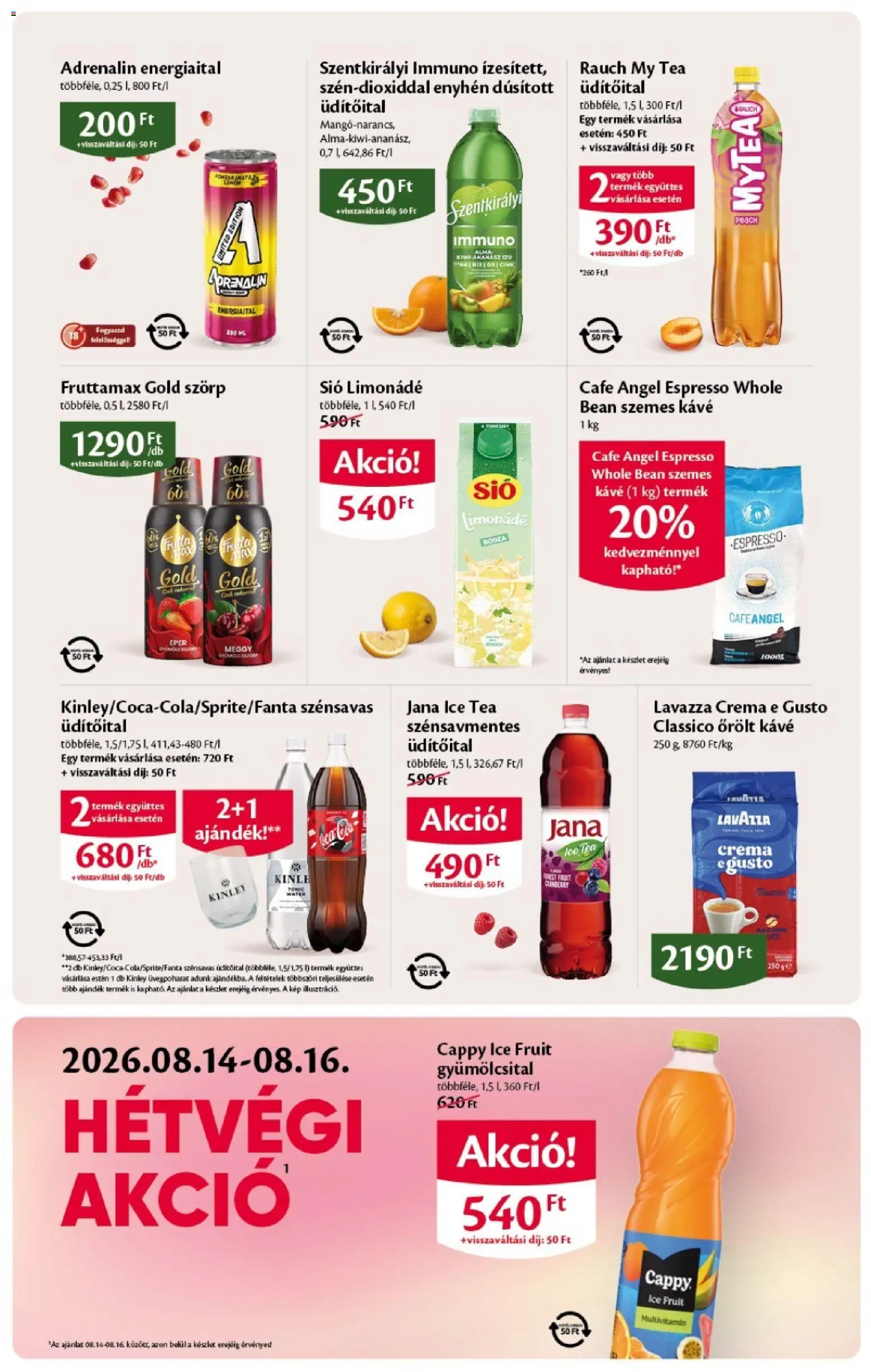 EcoFamily akciós ujság - amely érvényes a következő dátumtól: 2026.08.04. | Oldal: 9 | Termékek: Gyümölcsital, Limonádé, Kávé, Eper